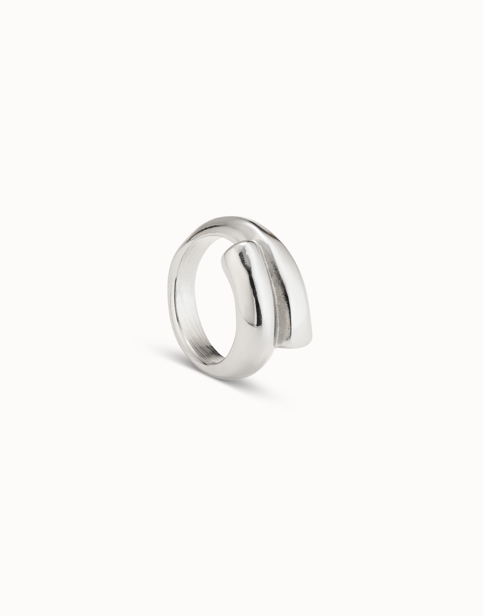 Sterling silver-plated tubular shaped ring closed in the middle, Silver, large image number null