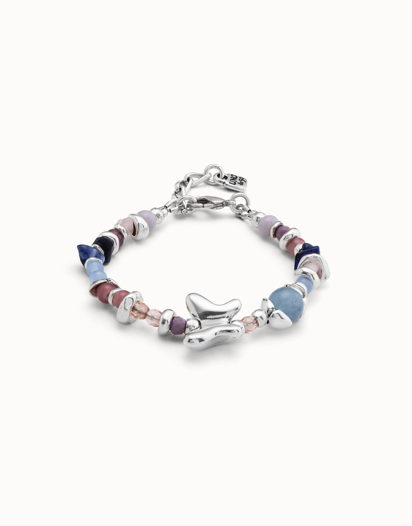 Bracelet plaqué argent avec cristaux artisanaux multicolores, Argent, large image number null