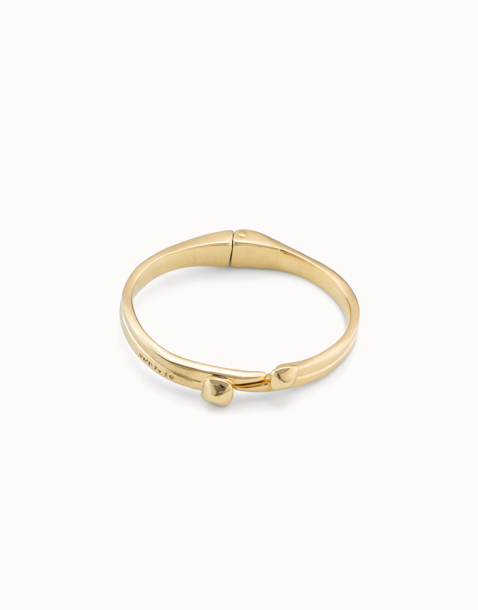 18K gold-plated nail shaped bracelet with hidden spring, Golden, large image number null