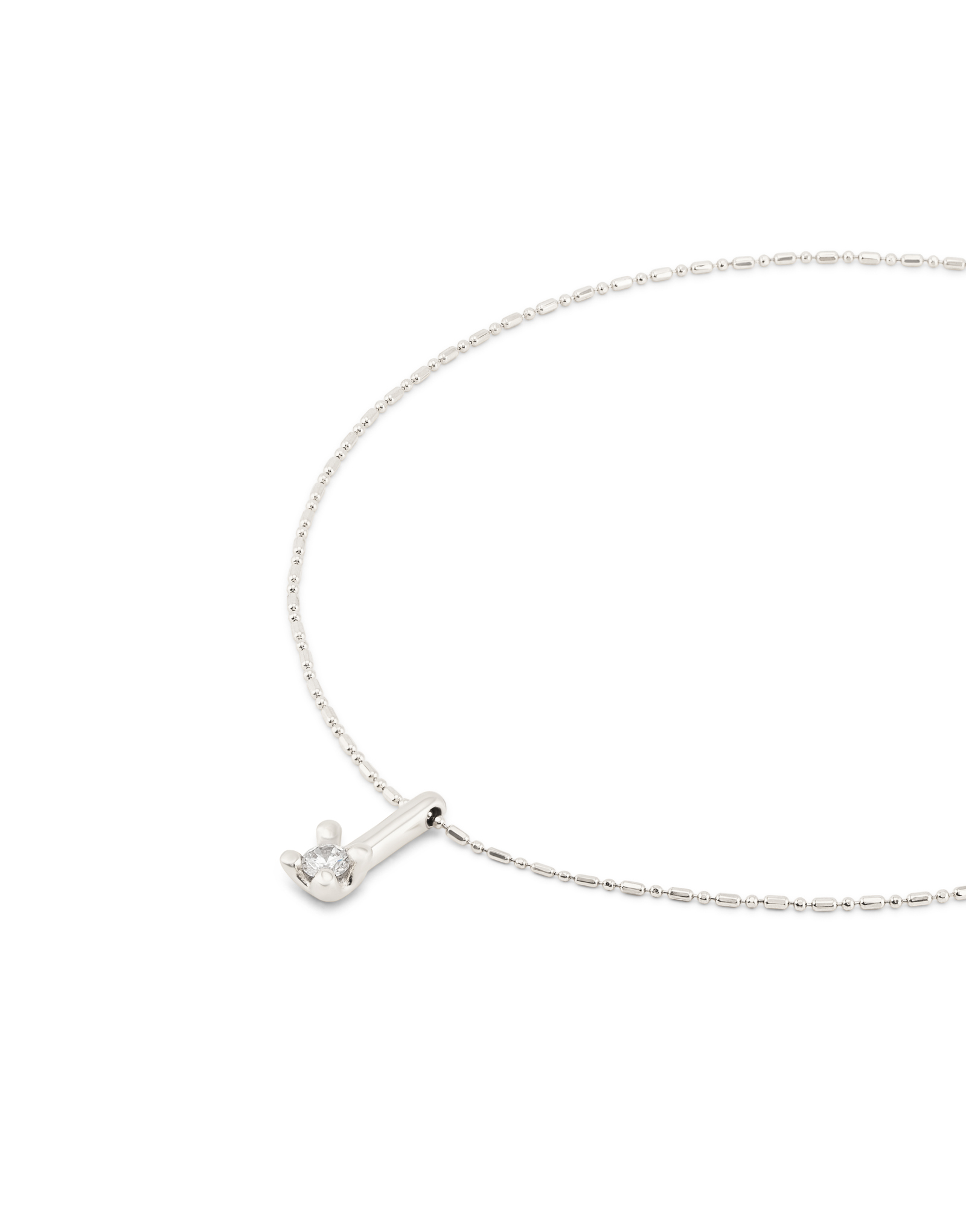 Sterling silver-plated necklace with white central cubic zirconia, Silver, large image number null