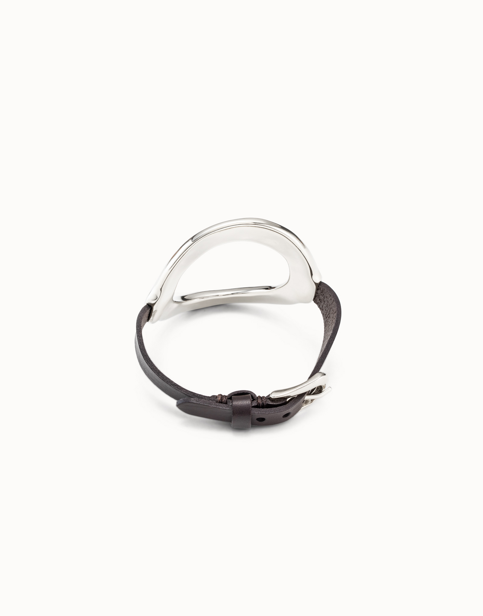 Bracelet plaqué argent, grand ovale central avec fermoir en boucle, Argent, large image number null