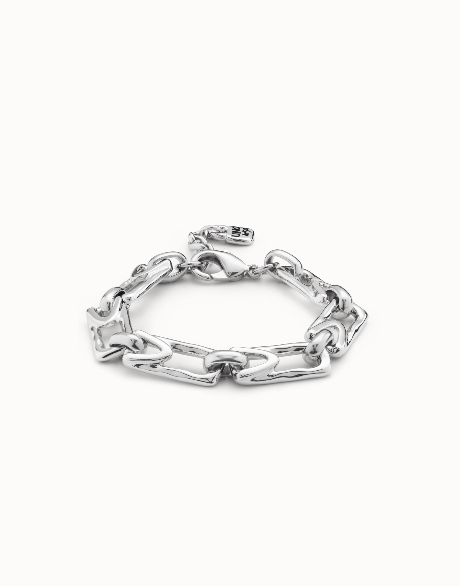 Sterling silver-plated bracelet with medium sized rectangular links, Silver, large image number null