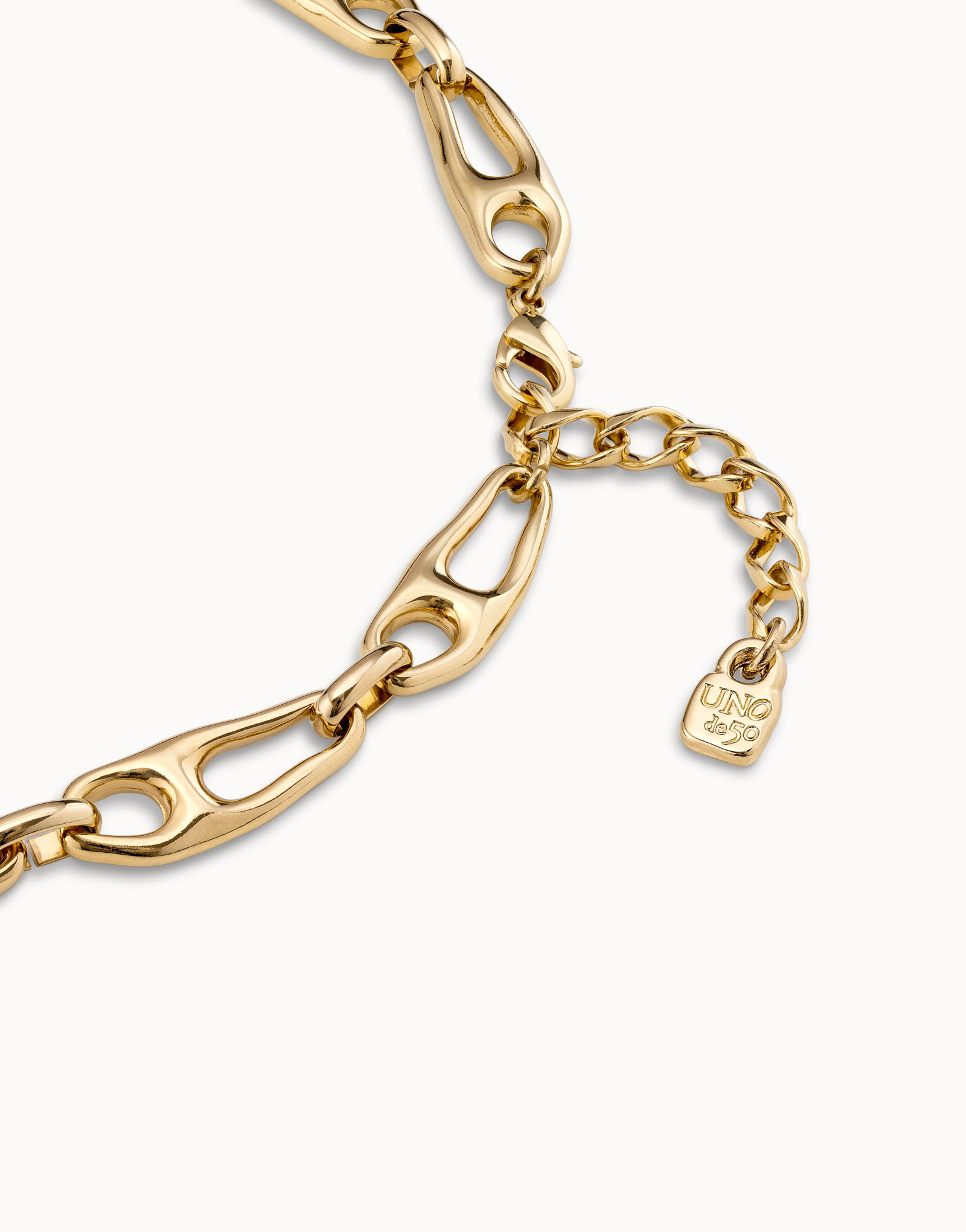 18K gold-plated short necklace and small links, Golden, large image number null