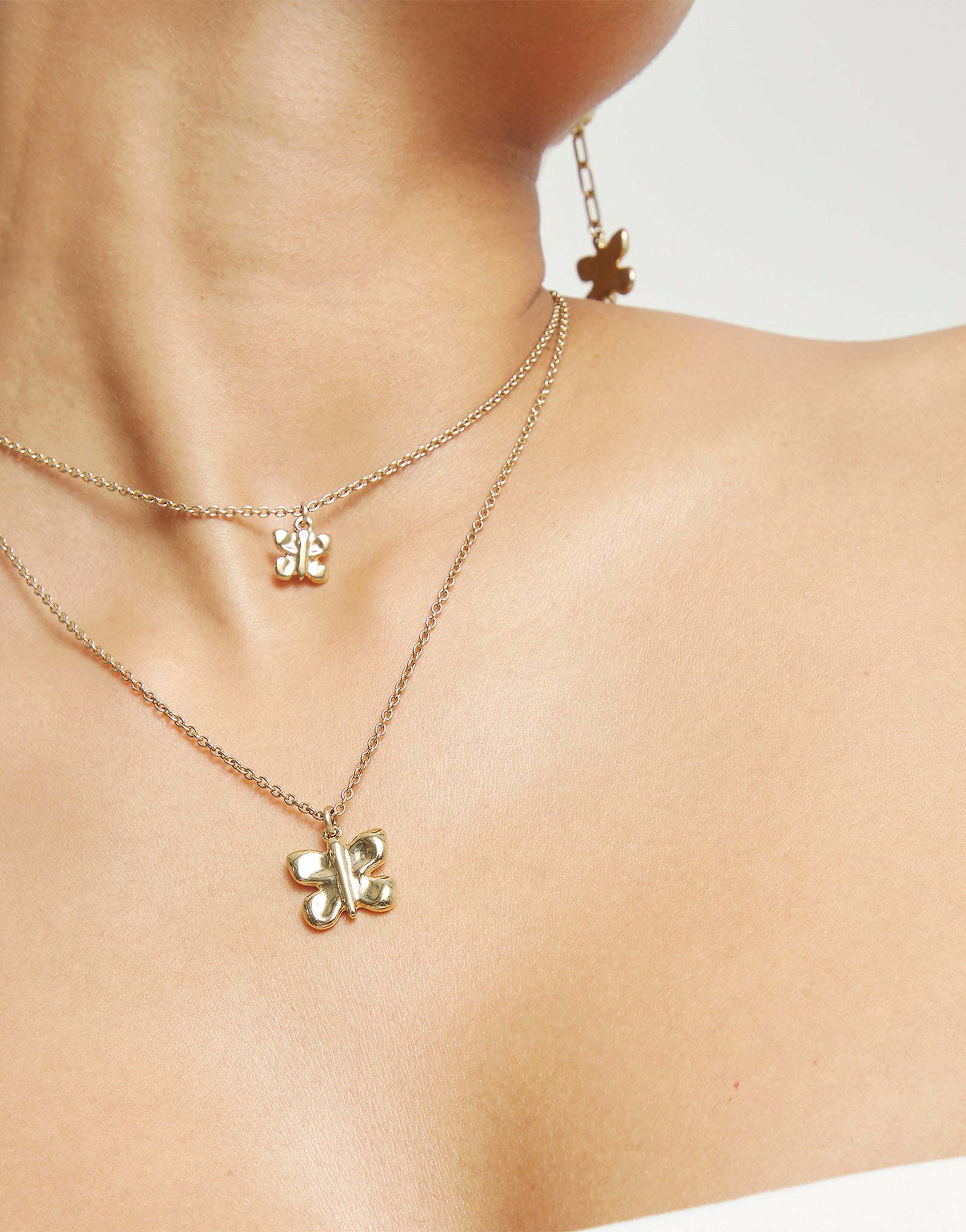 Double necklace with butterflies