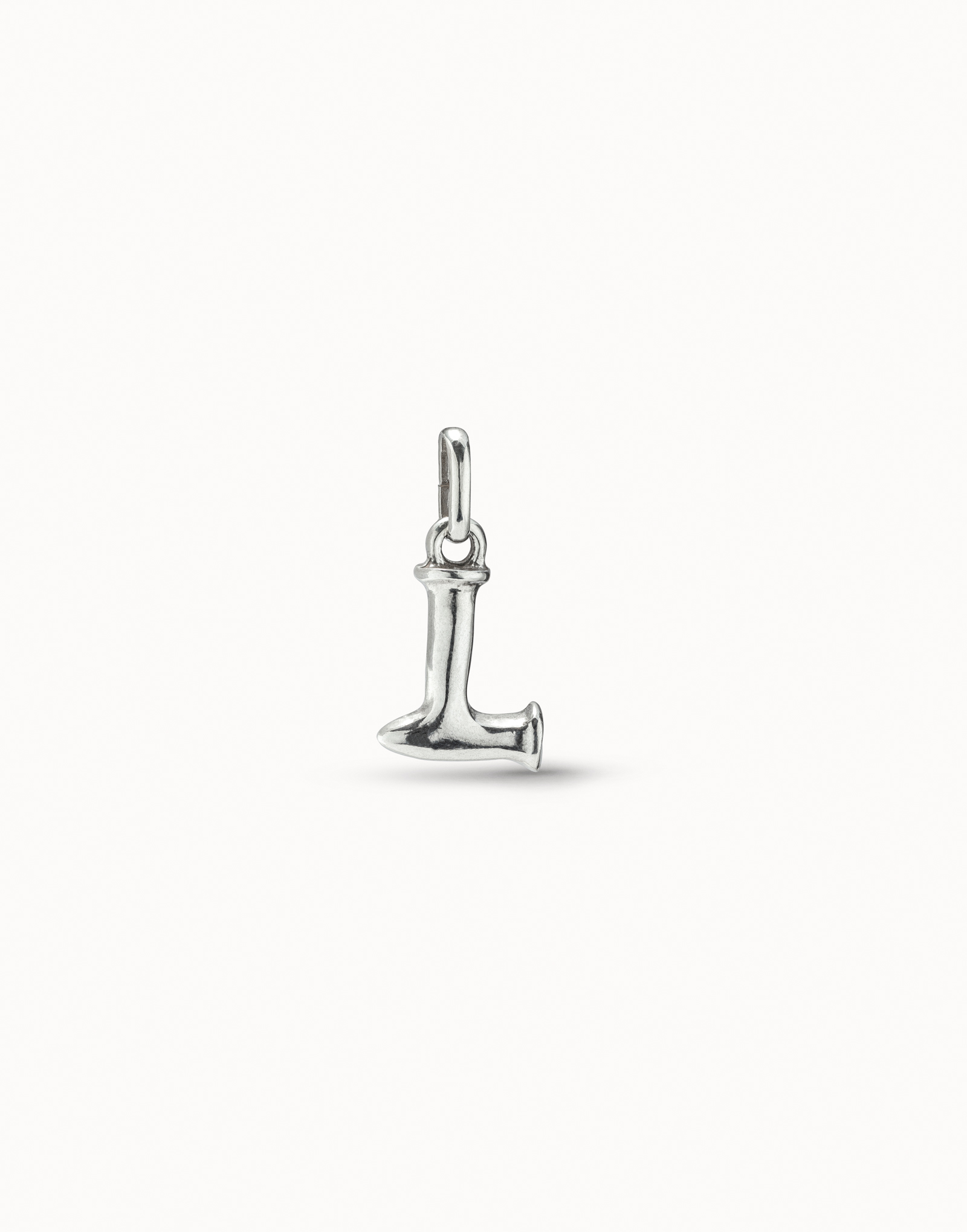 Sterling silver-plated letter L charm, Silver, large image number null