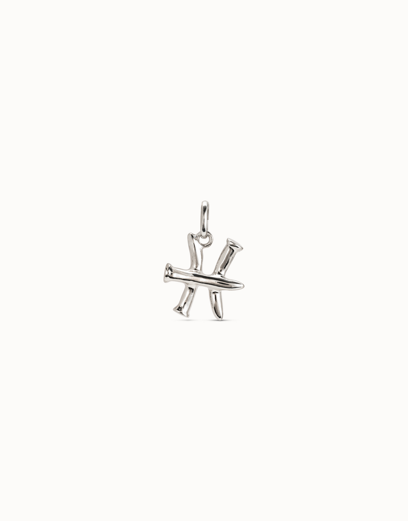 Charm placcato argento Sterling a forma di segno pesci, Argent, large image number null