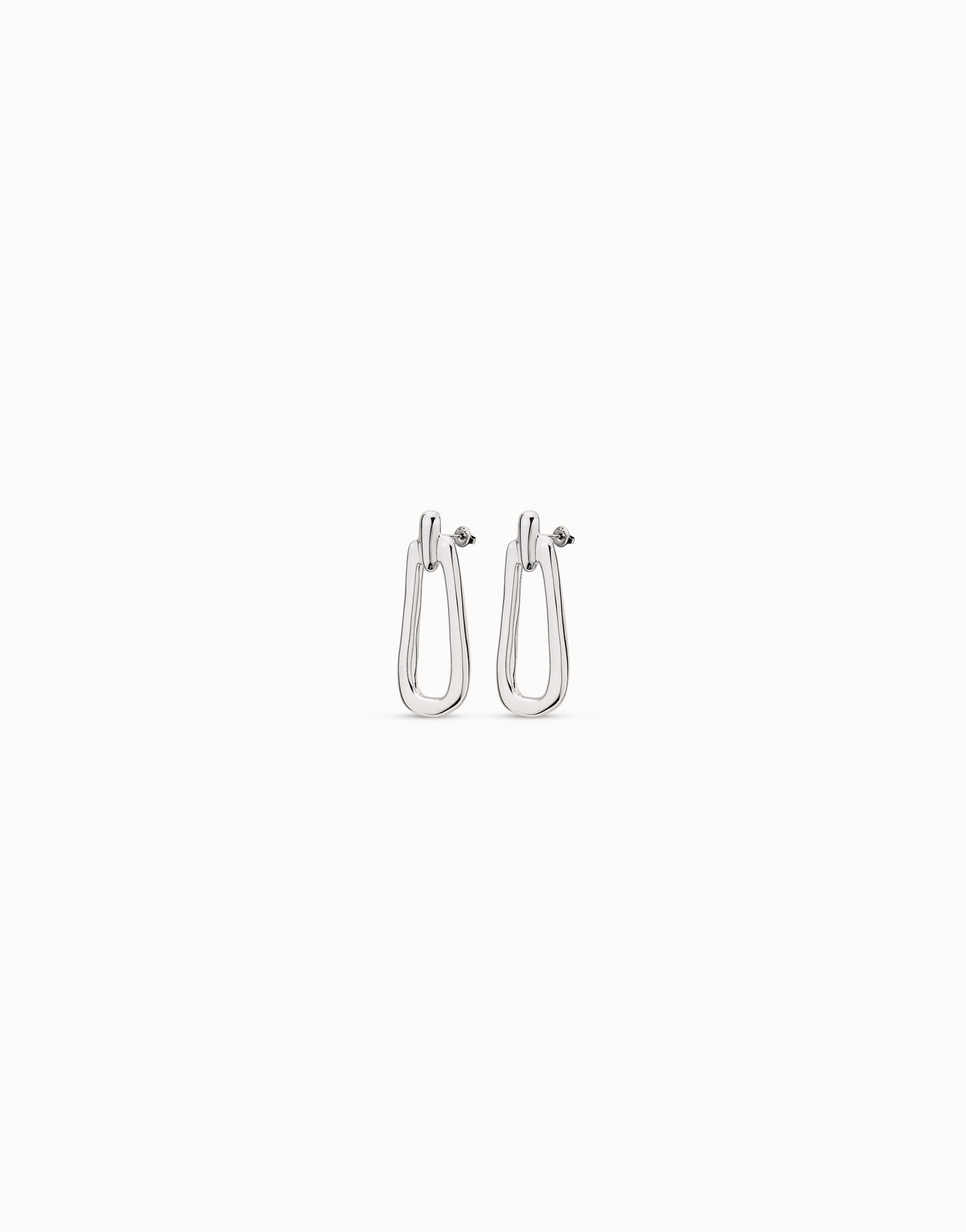 Boucles d’oreilles plaquées argent en forme de maillon, Argent, large image number null