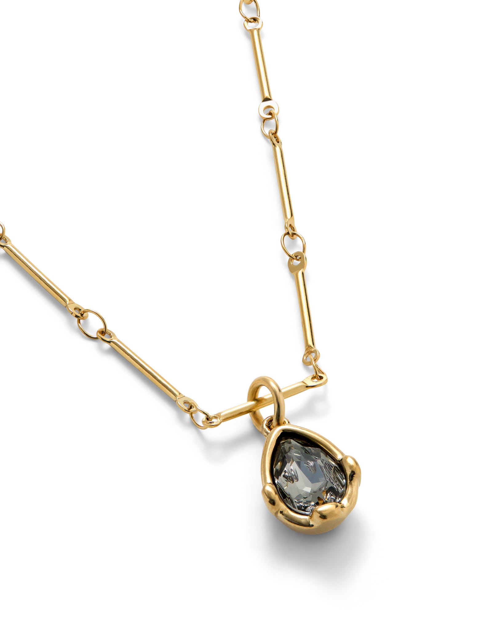 Necklace with a grey drop-shaped faceted crystal
