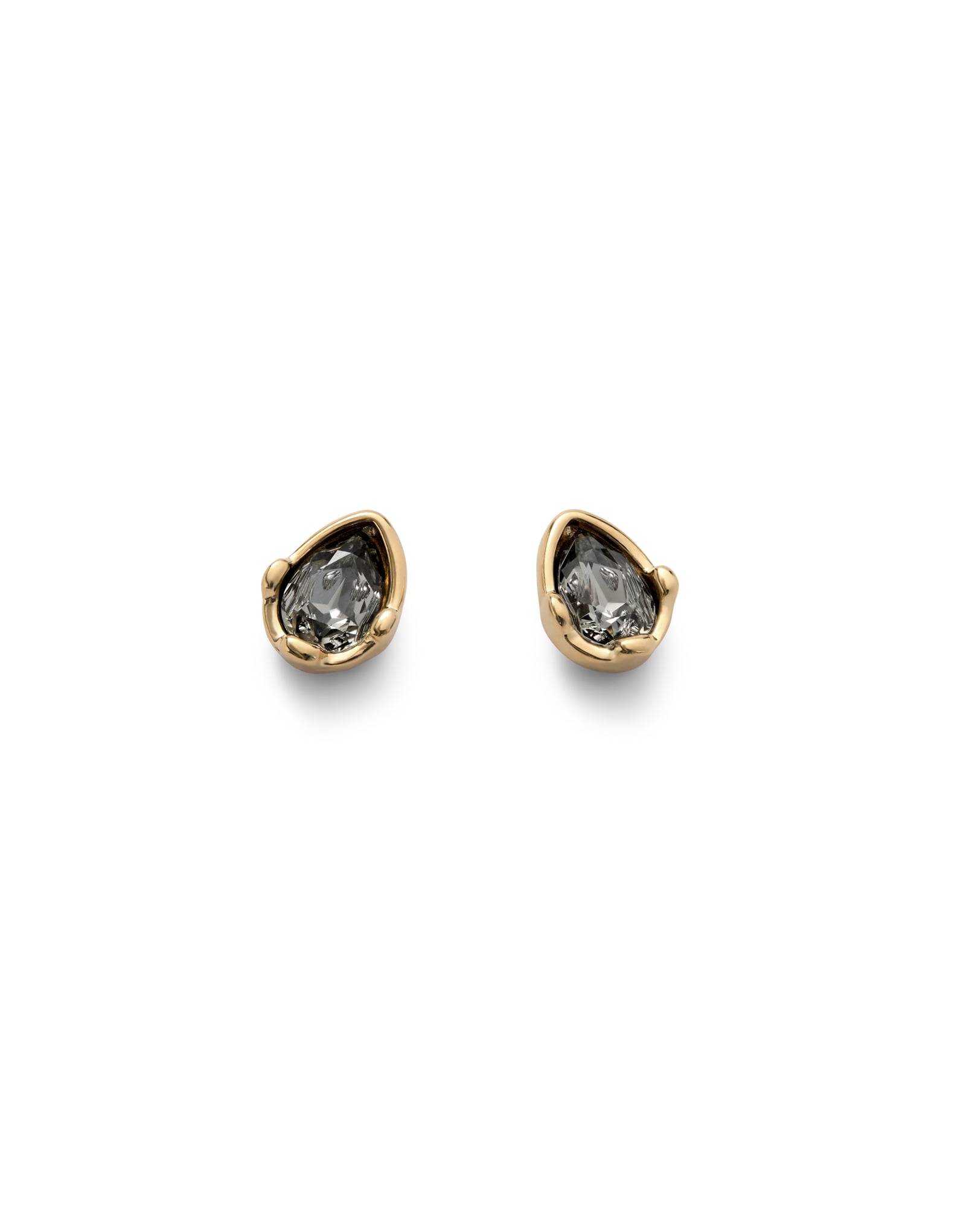 Boucles d&rsquo;oreilles plaqu&eacute;es or 18 carats avec cristal facett&eacute; gris en forme de goutte