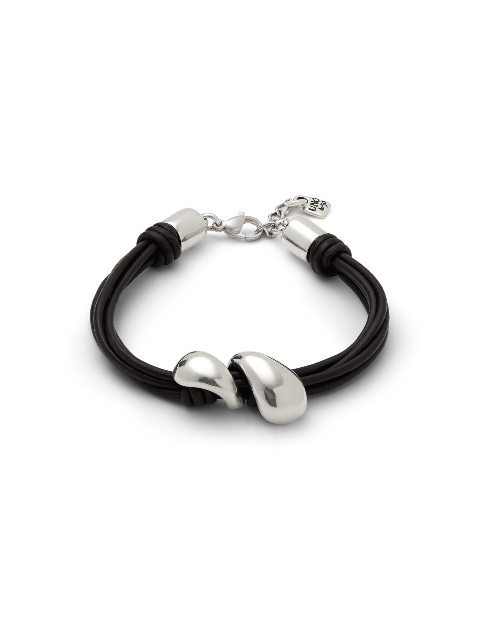 Leather bracelet with two drops