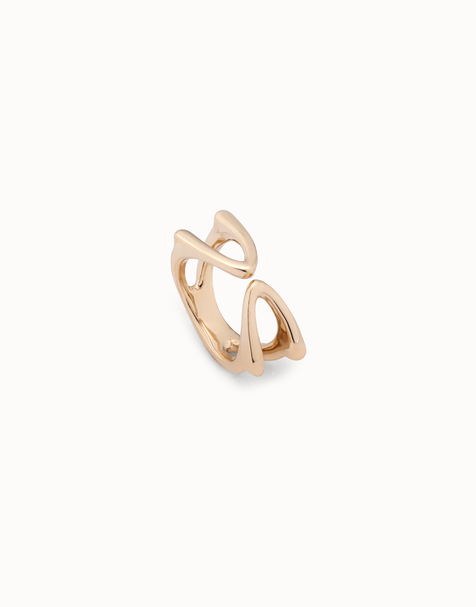 18K gold-plated open ring with two "vs” facing each other, Golden, large image number null