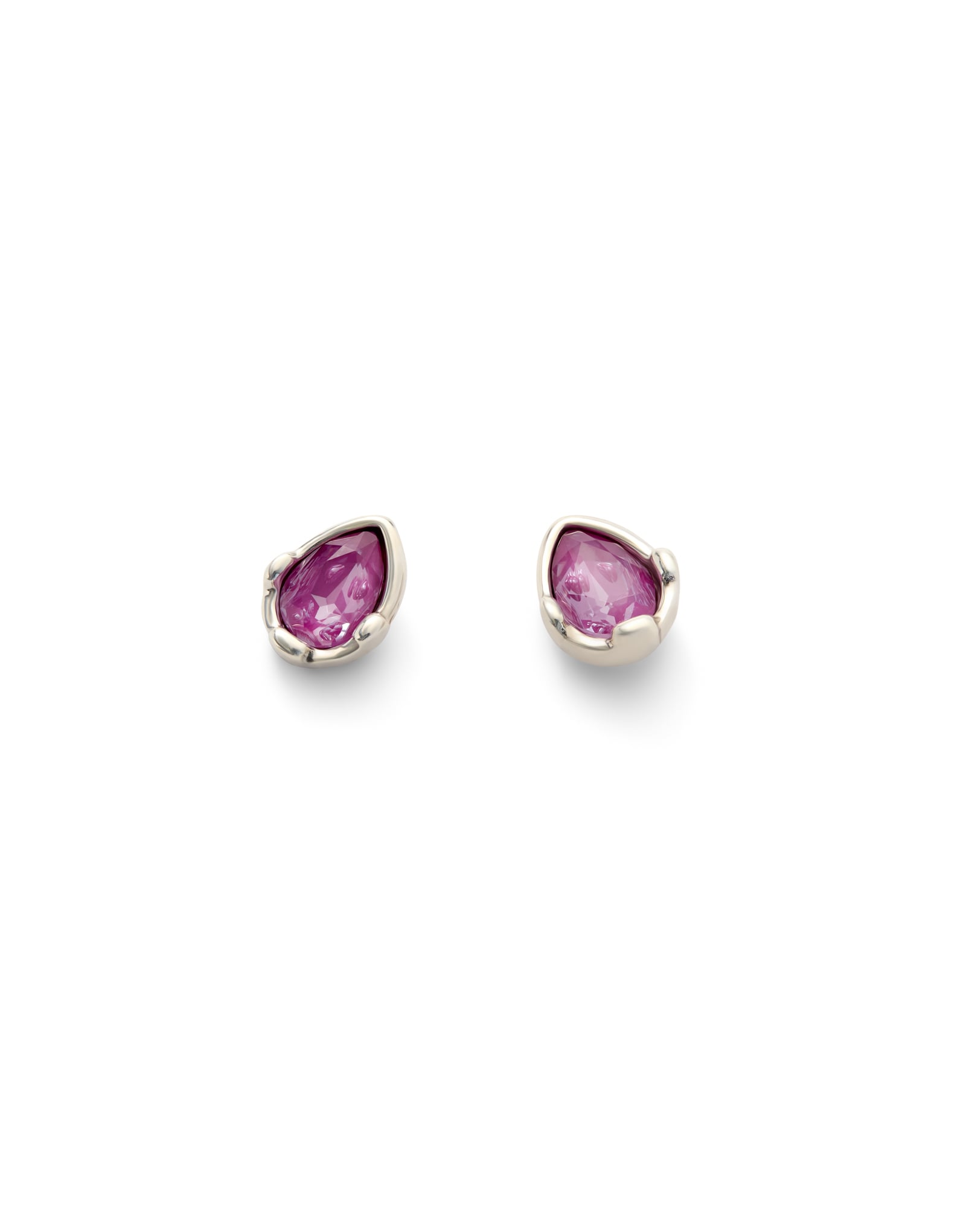 Orecchini placcati argento con cristallo sfaccettato rosa a forma di goccia