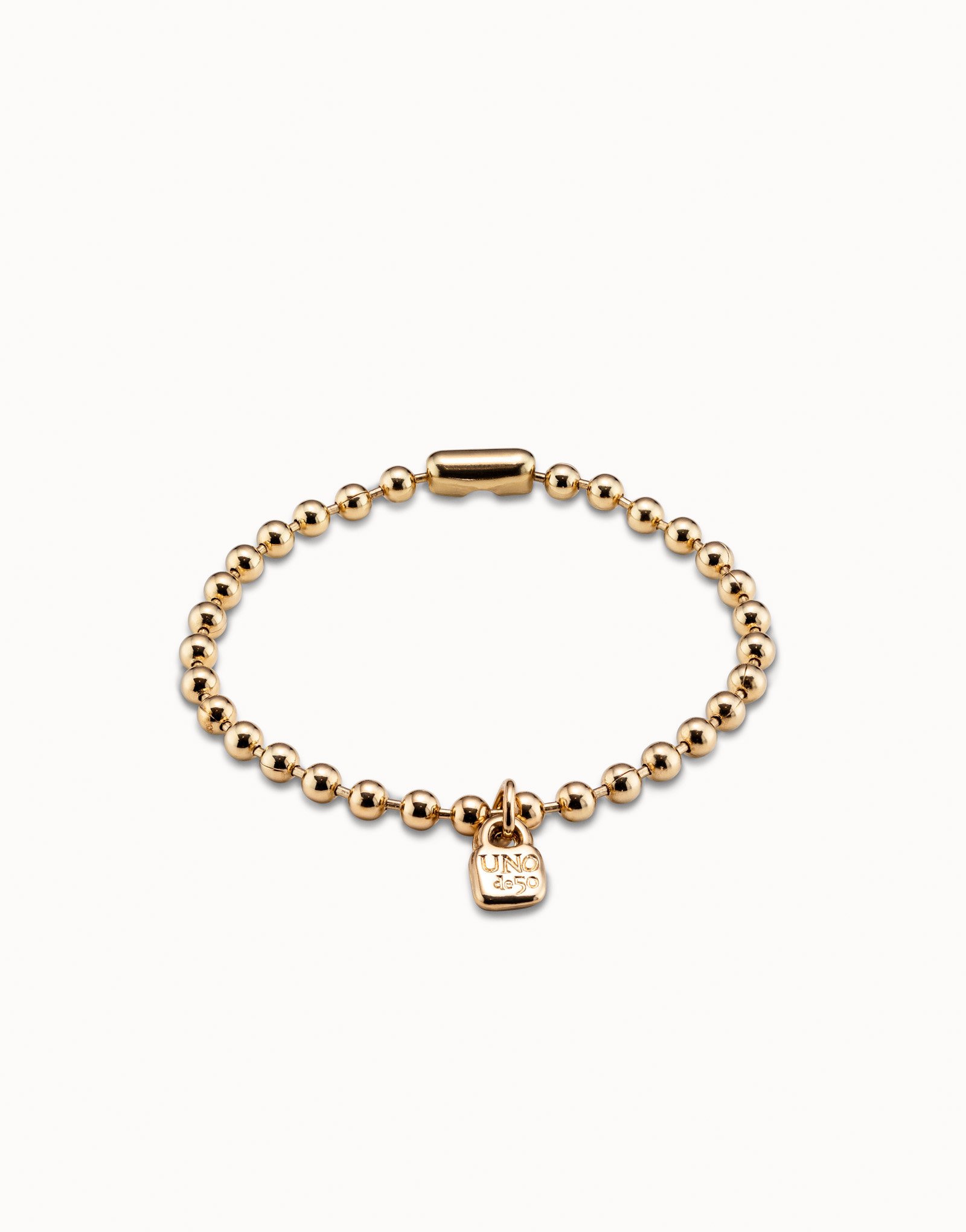 18K gold-plated beads bracelet, Golden, large image number null