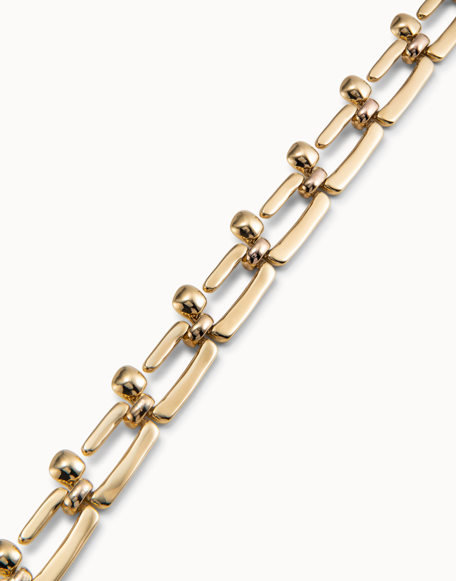 18K gold-plated bracelet with rectangular nail shaped links, Golden, large image number null