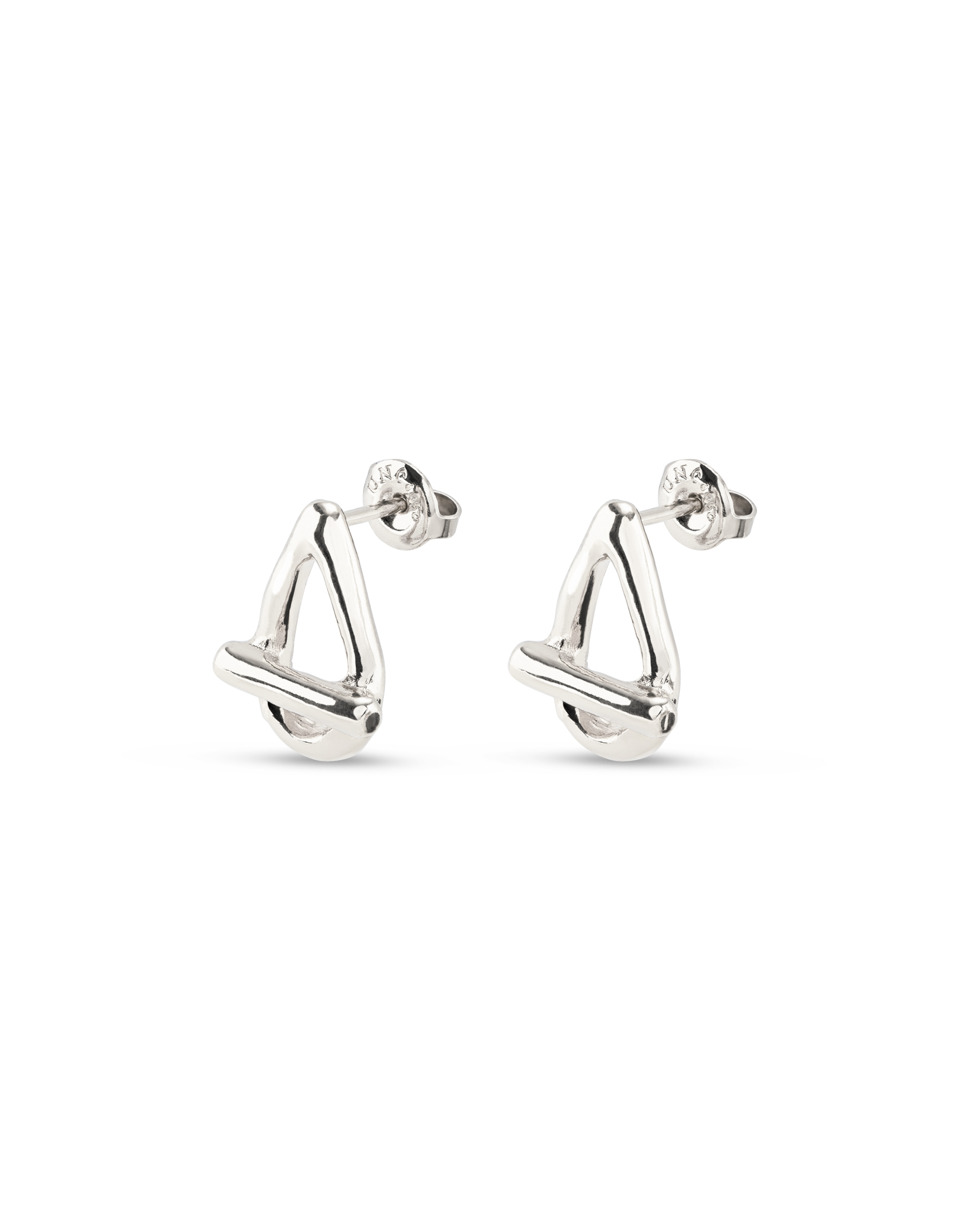Sterling silver-plated small oval link shaped earrings, Silver, large image number null
