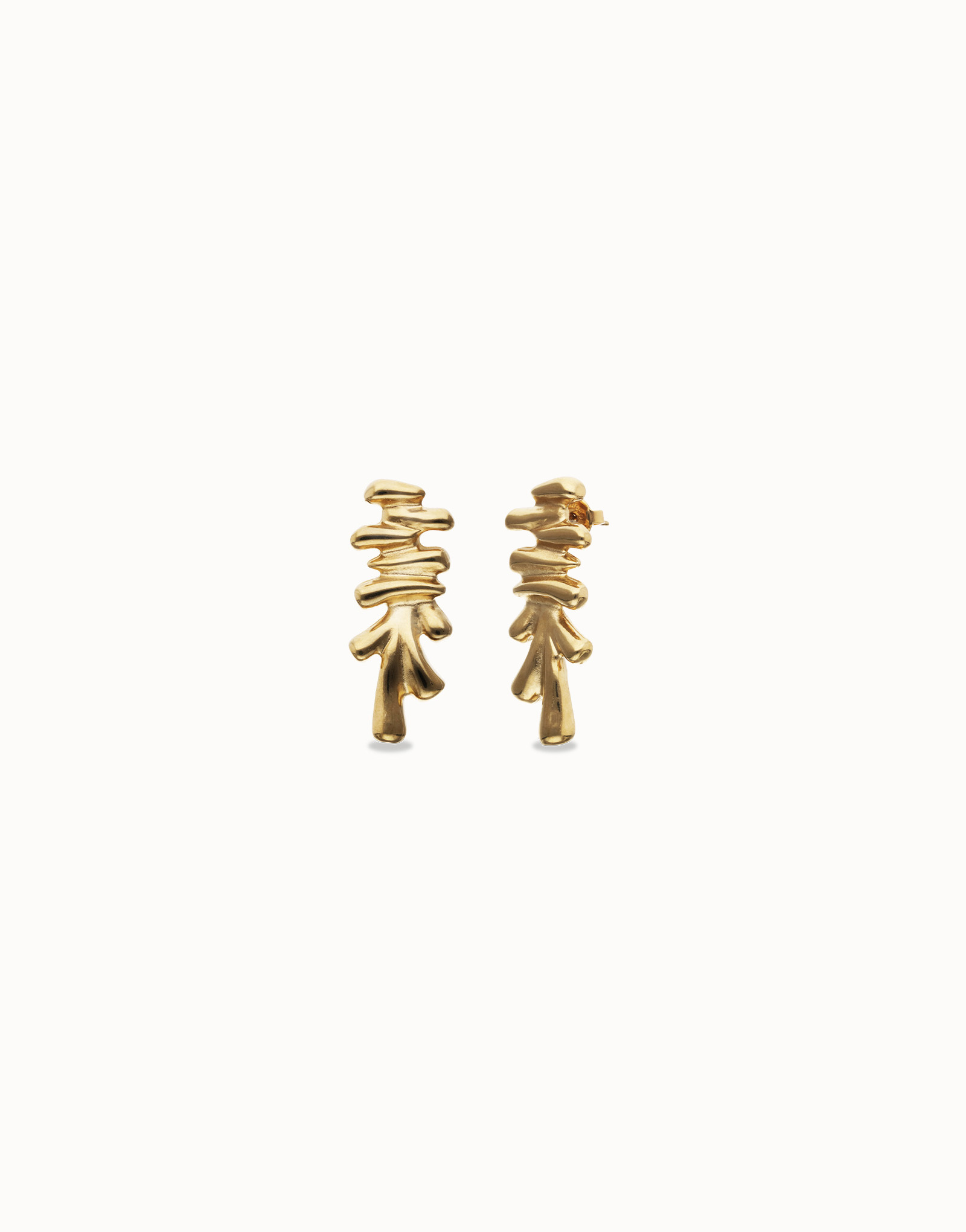 Elongated earrings with an irregular shape, Golden, large thumbnail