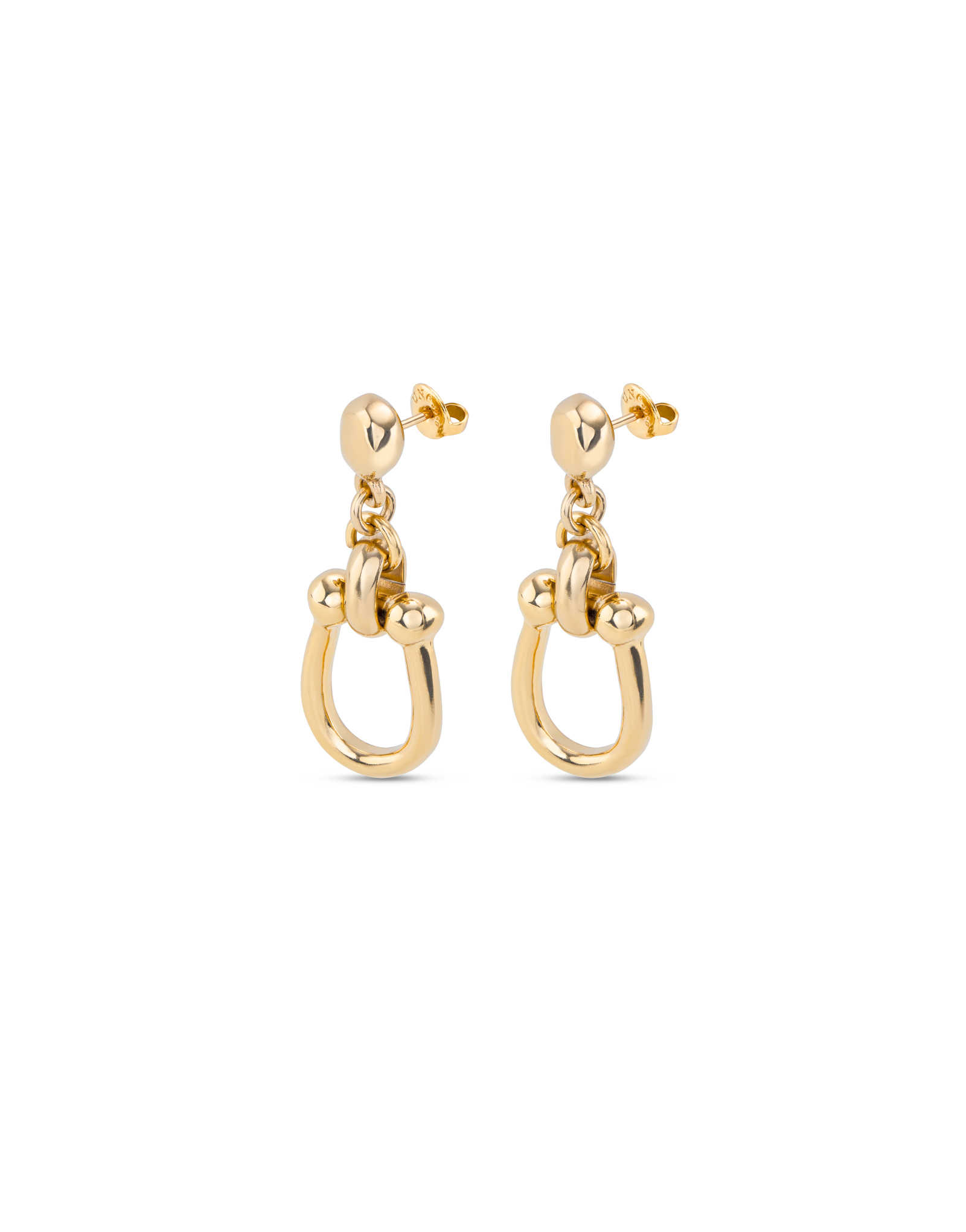 18K gold-plated earrings with 1 medium sized link, Golden, large image number null