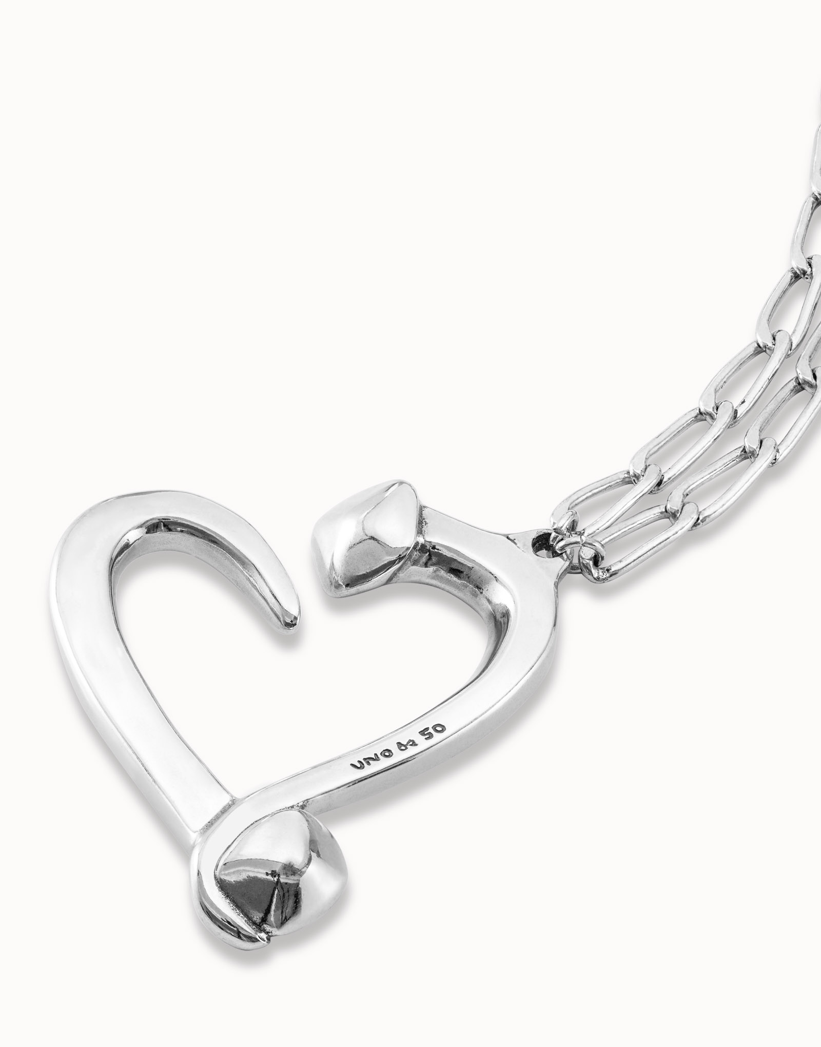 Silver pendant with links and heart, Silver, large image number null