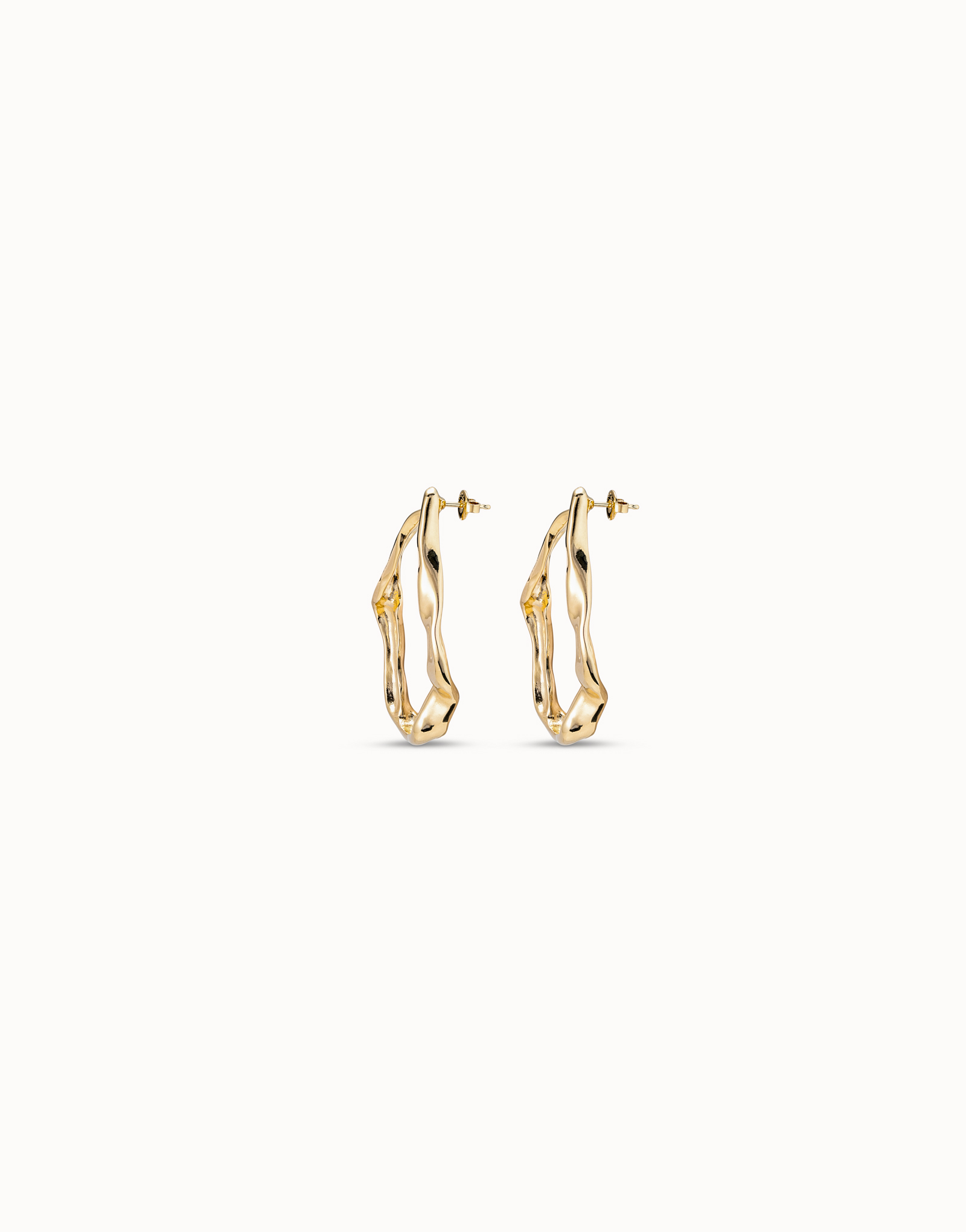 Boucles d’oreilles plaquées or 18 carats maxi avec maillons, Or, large image number null