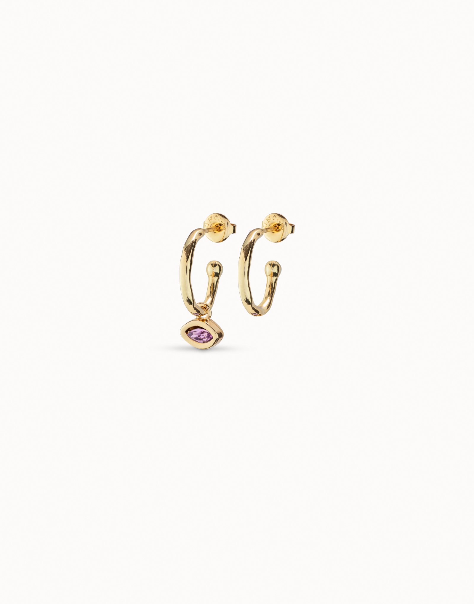 18K gold-plated hoop shaped earrings, Golden, large image number null