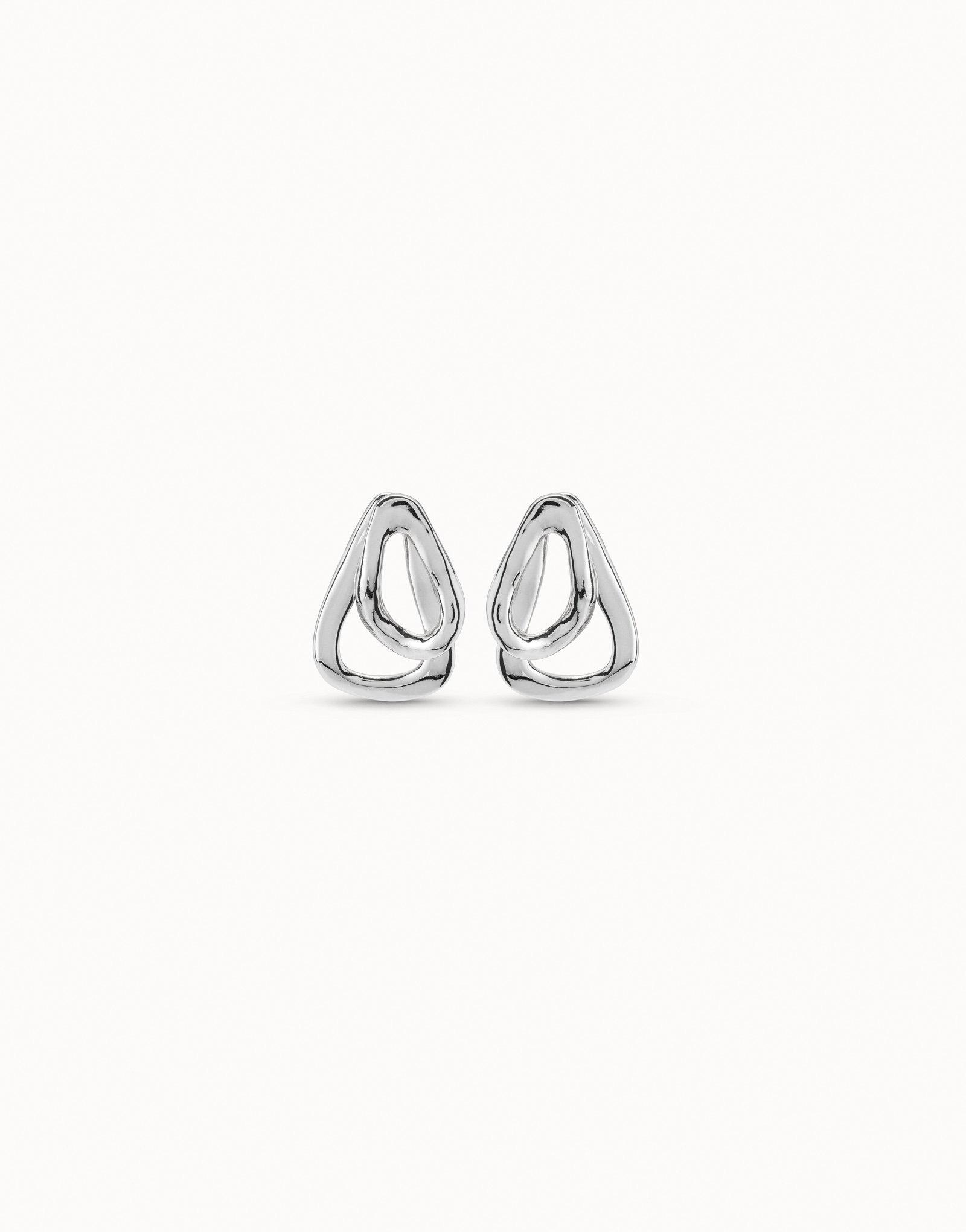 Boucles d’oreilles plaquées argent avec 2 maillons superposés, Argent, large image number null