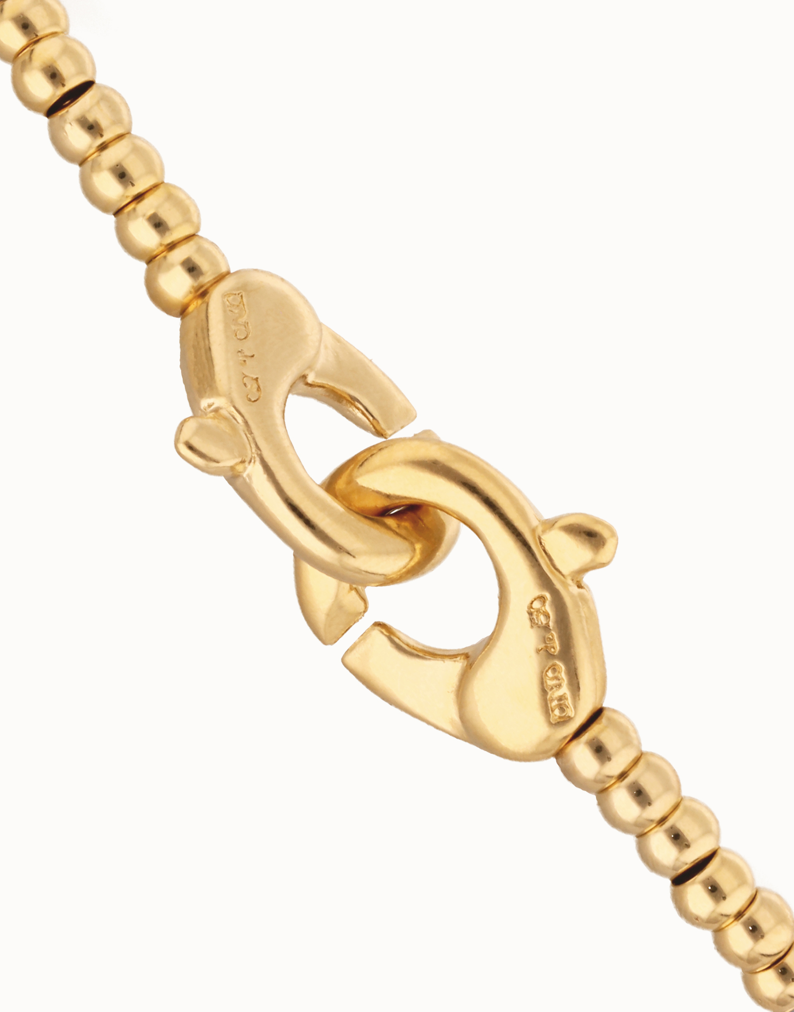Small beads bracelet with interlocking carabiner, Golden, large thumbnail