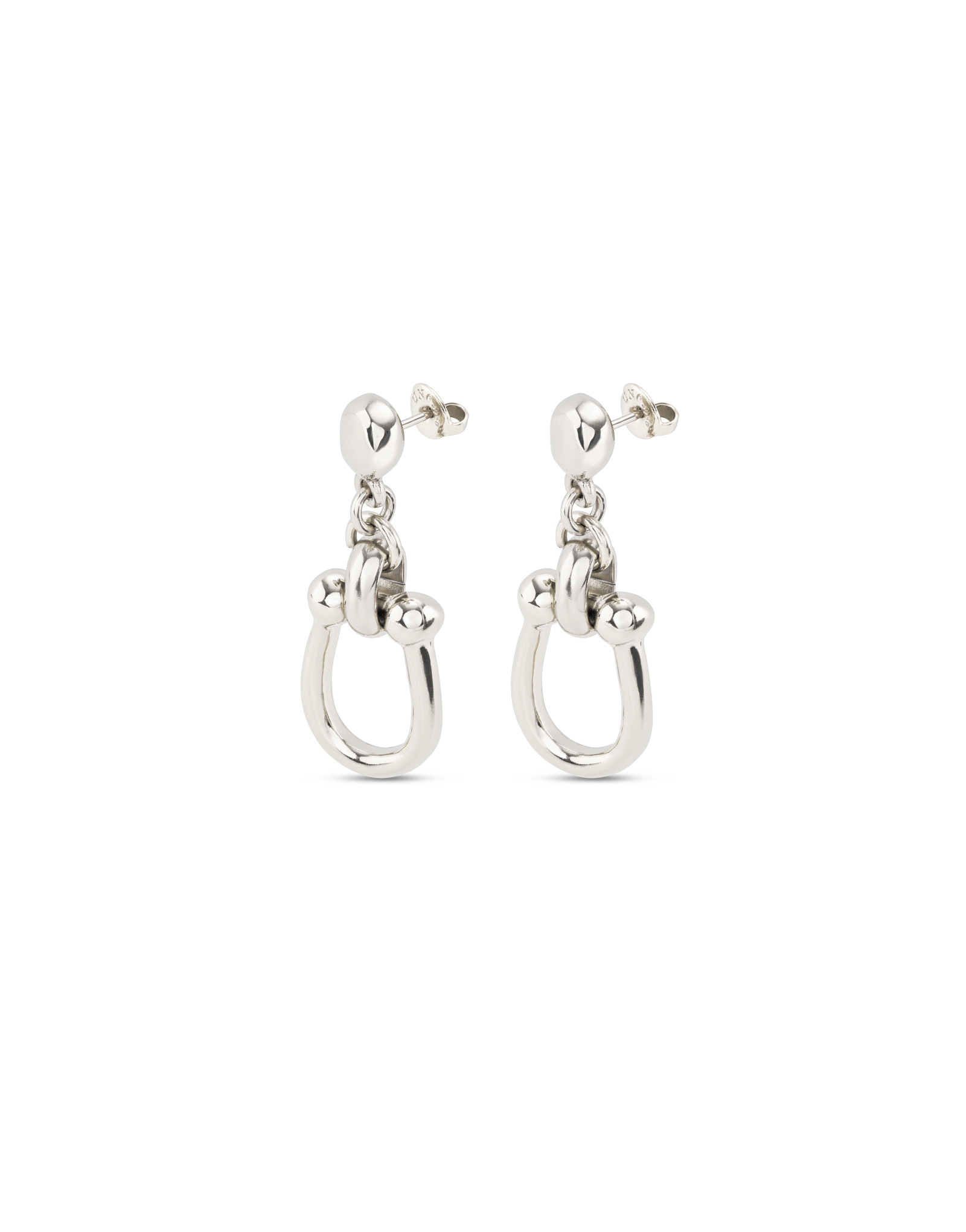 Boucles d’oreilles plaquées argent avec un maillon moyen, Argent, large image number null