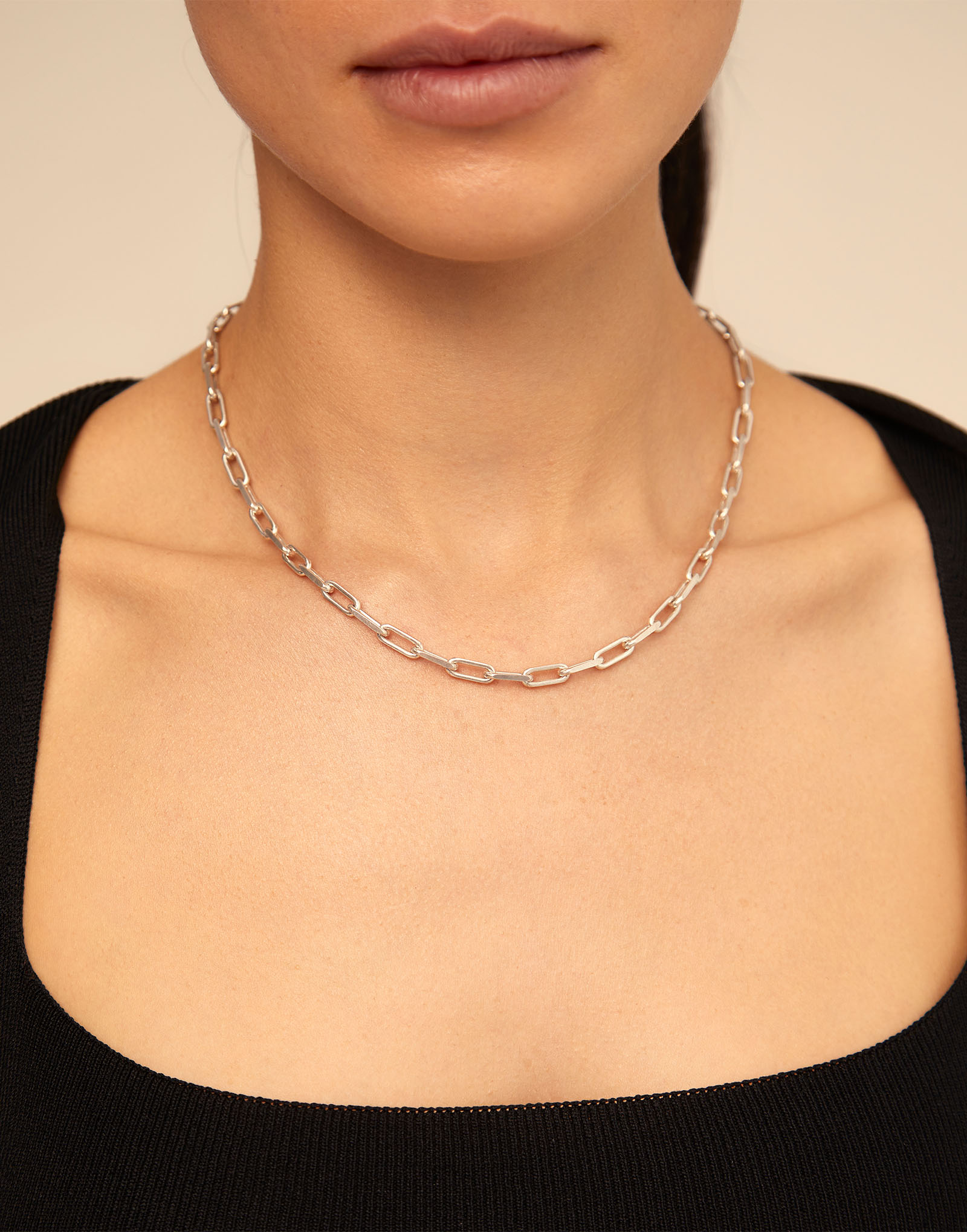 Sterling silver-plated short chain, Silver, large image number null