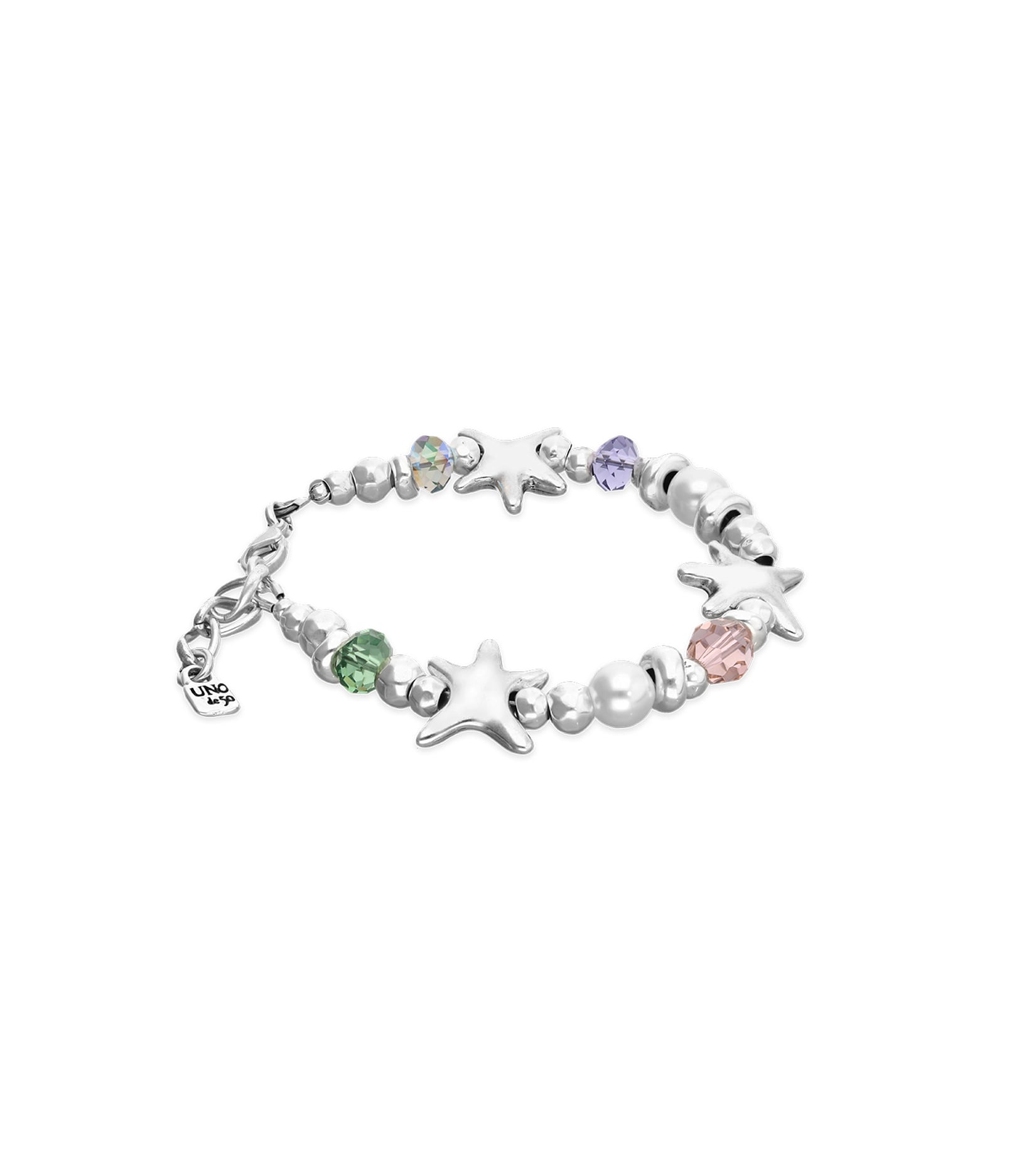 Elastic bracelet with multicolored crystals and starfish