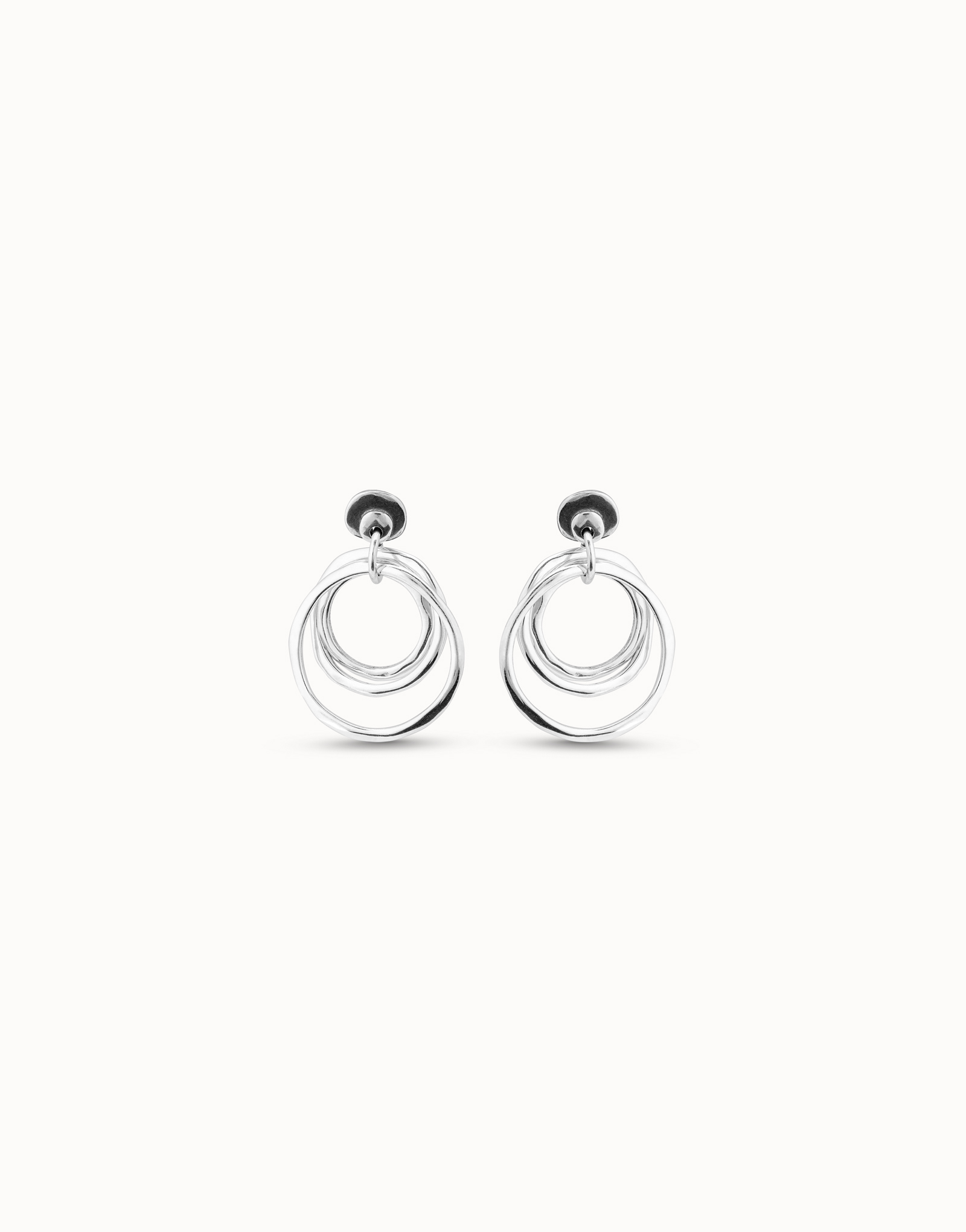 Sterling silver-plated irregular hoop earrings, Silver, large image number null