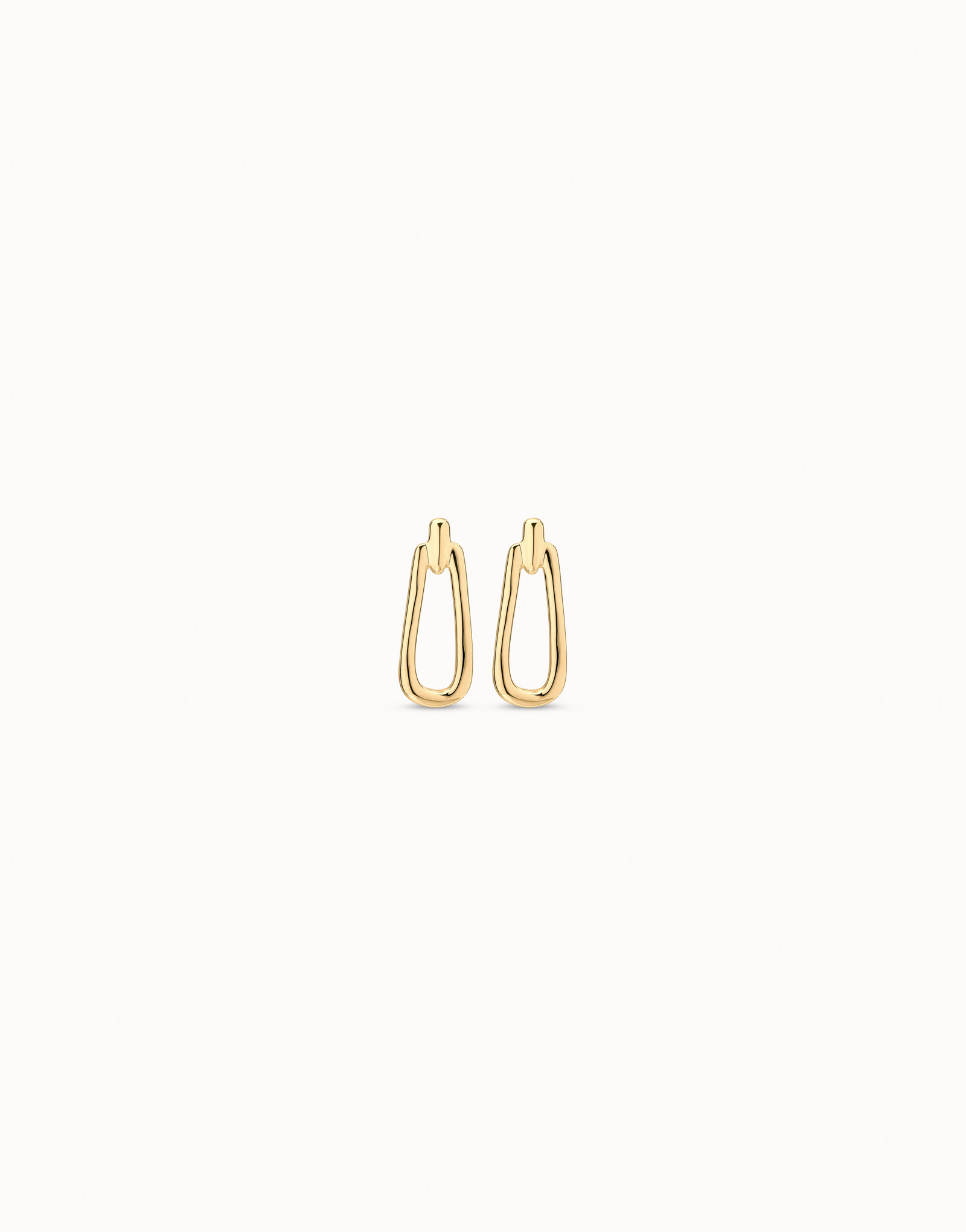 18K gold-plated link shaped earrings, Golden, large image number null