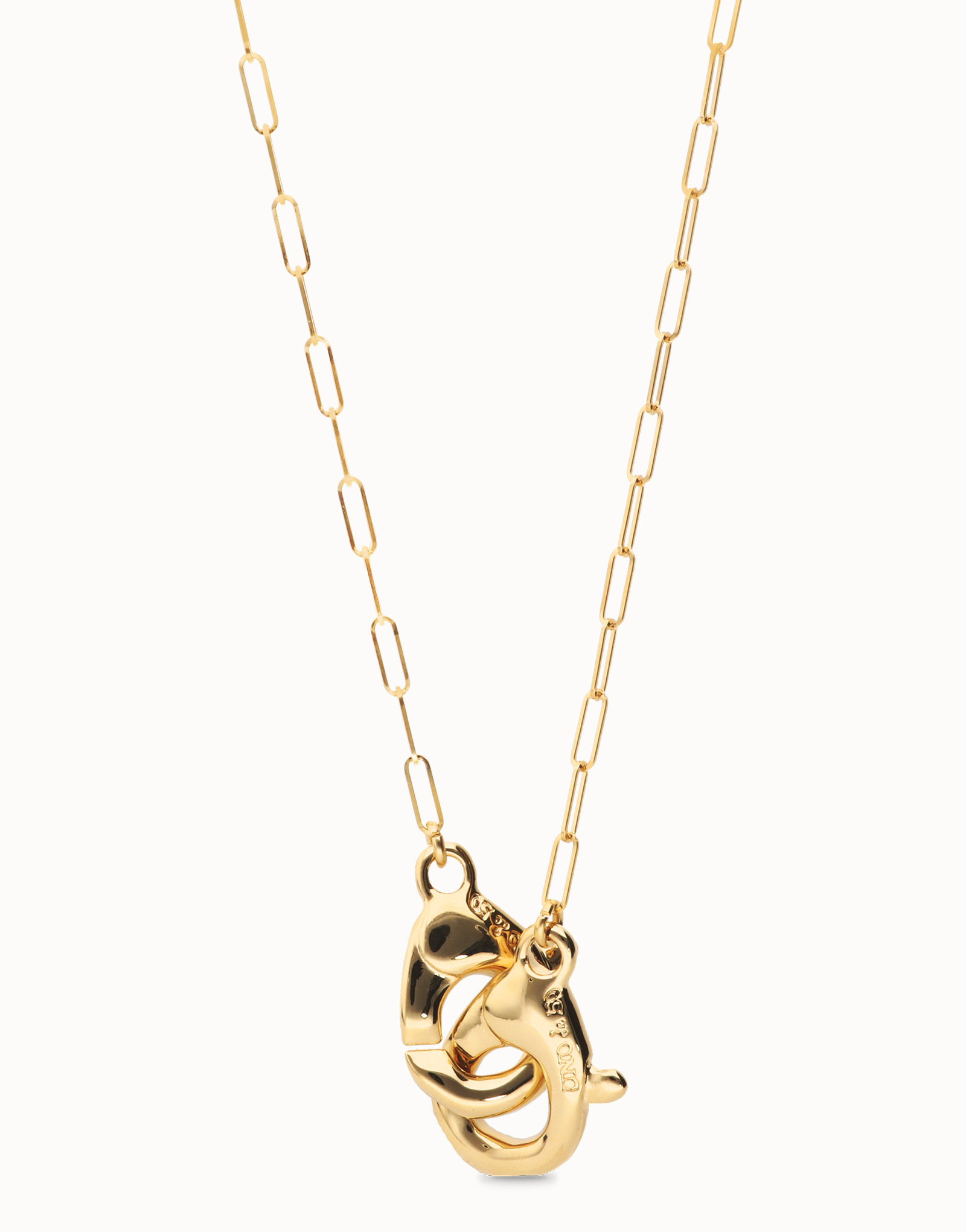 Long necklace with interlocking carabiner, Golden, large thumbnail