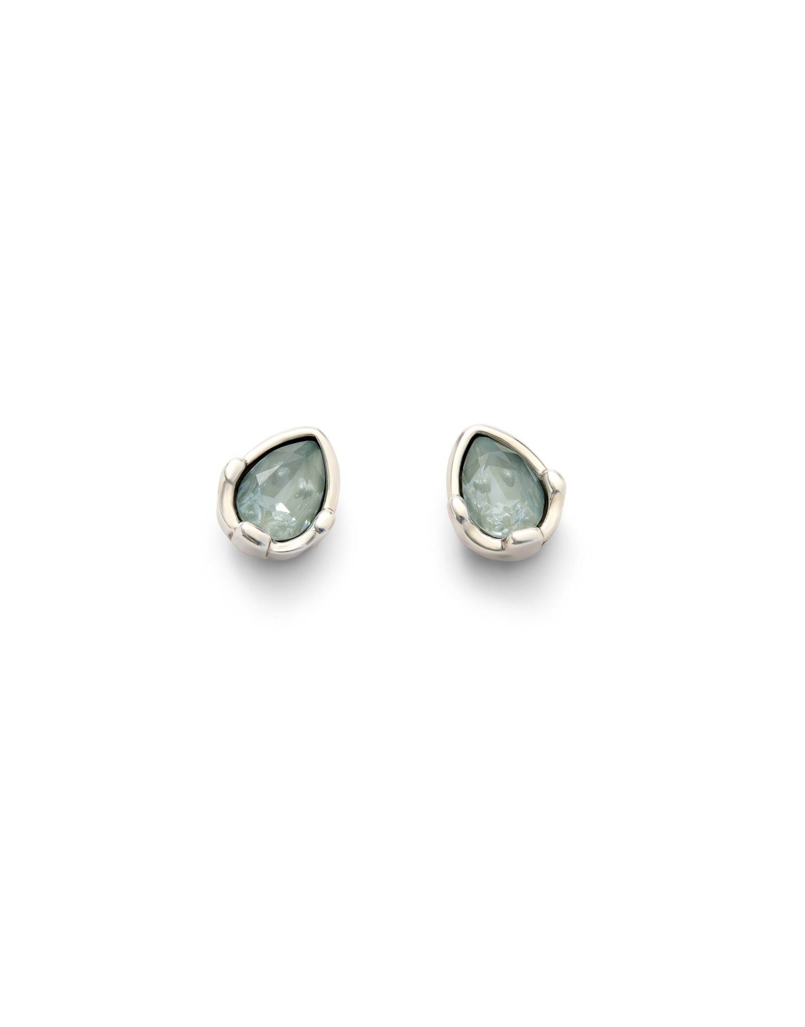 Earrings with an aqua-green drop-shaped faceted crystal