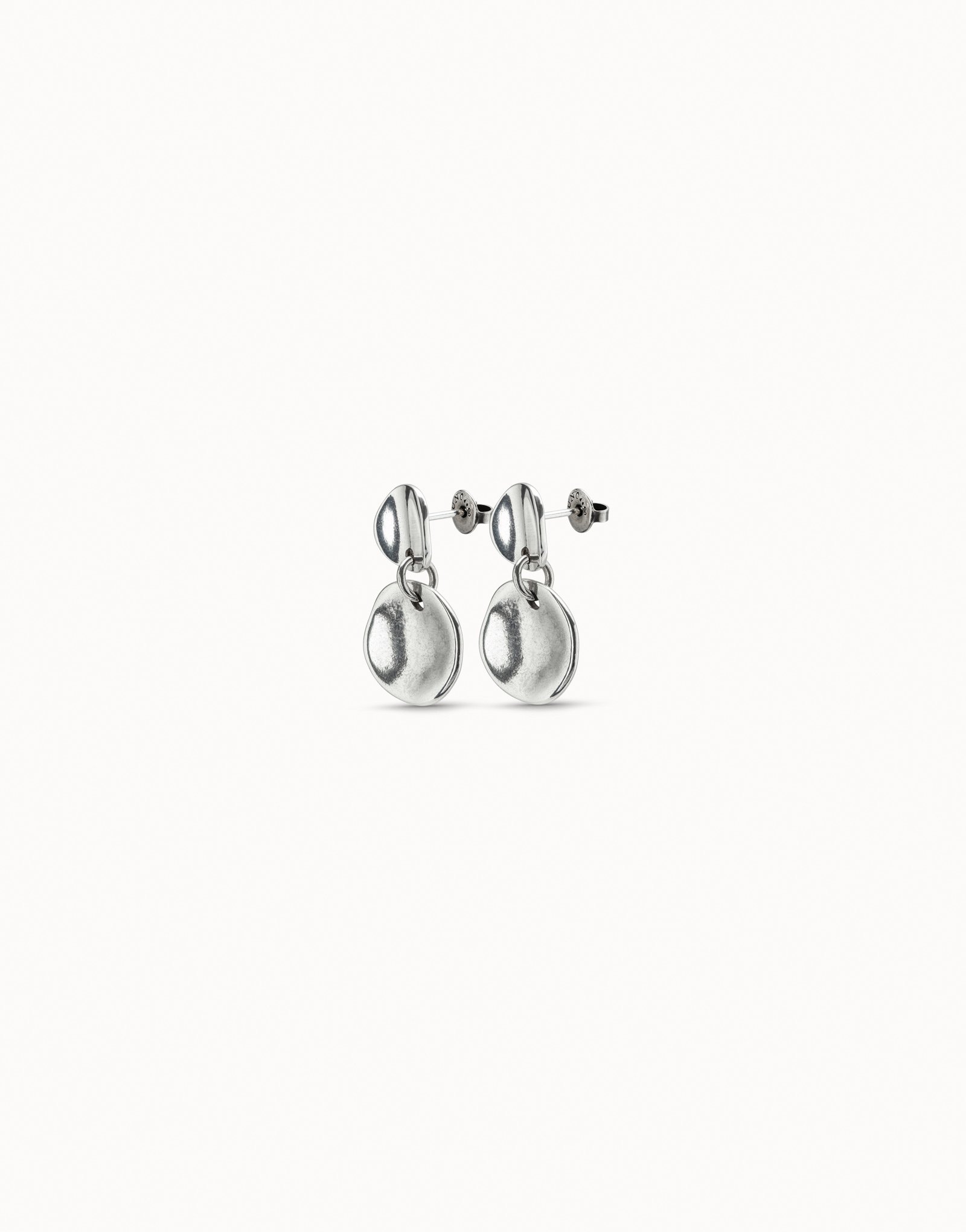 Boucles d’oreilles plaquées argent irrégulières, Argent, large image number null