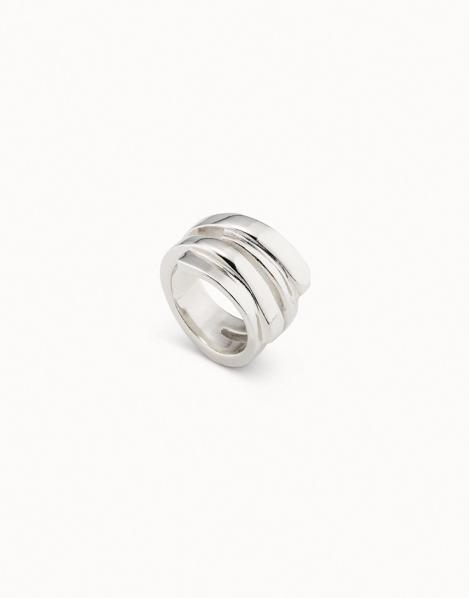 Sterling silver-plated irregular ring, Silver, large image number null