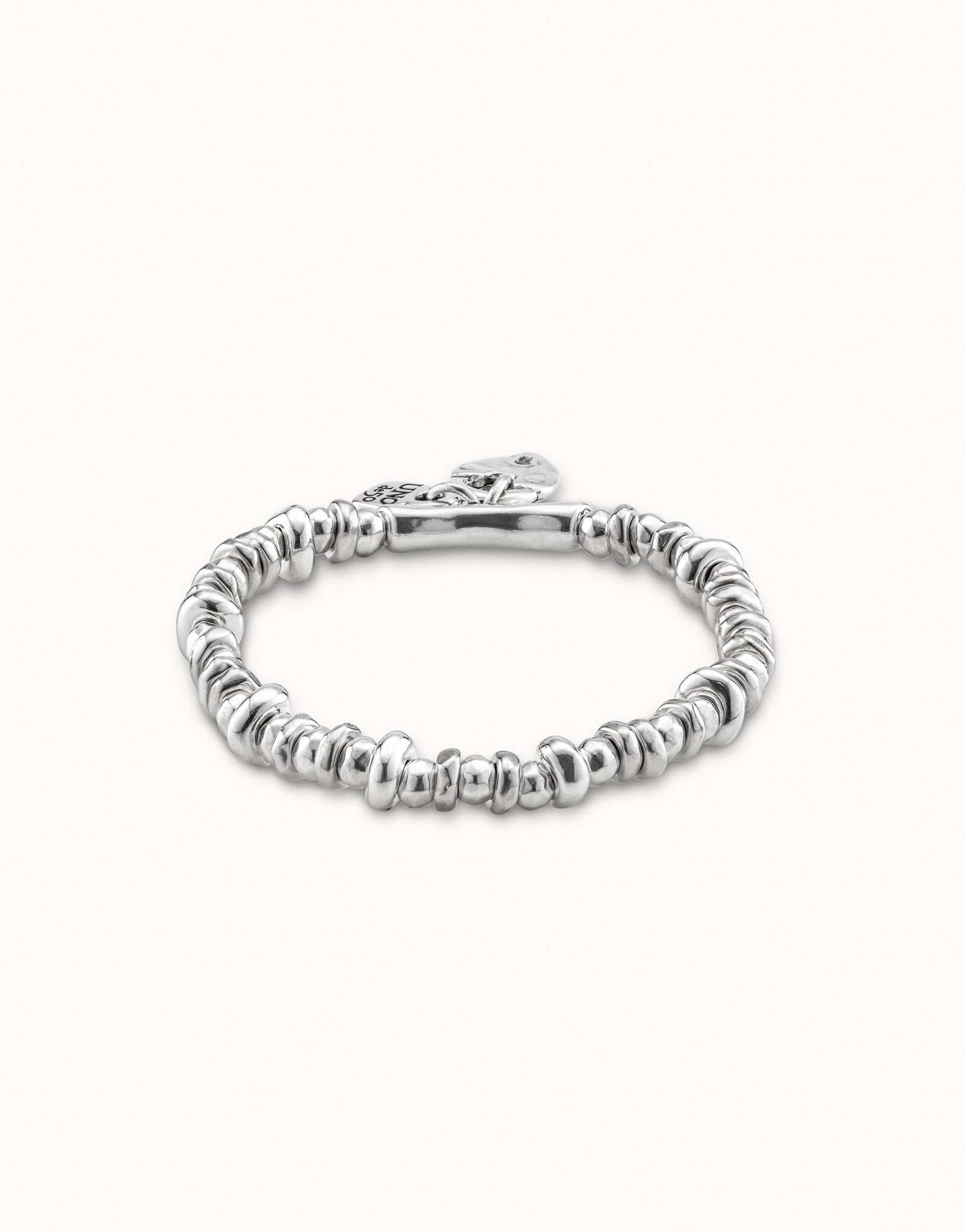 Bracelet élastique plaqué argent avec cadenas en forme de cœur, , large image number null