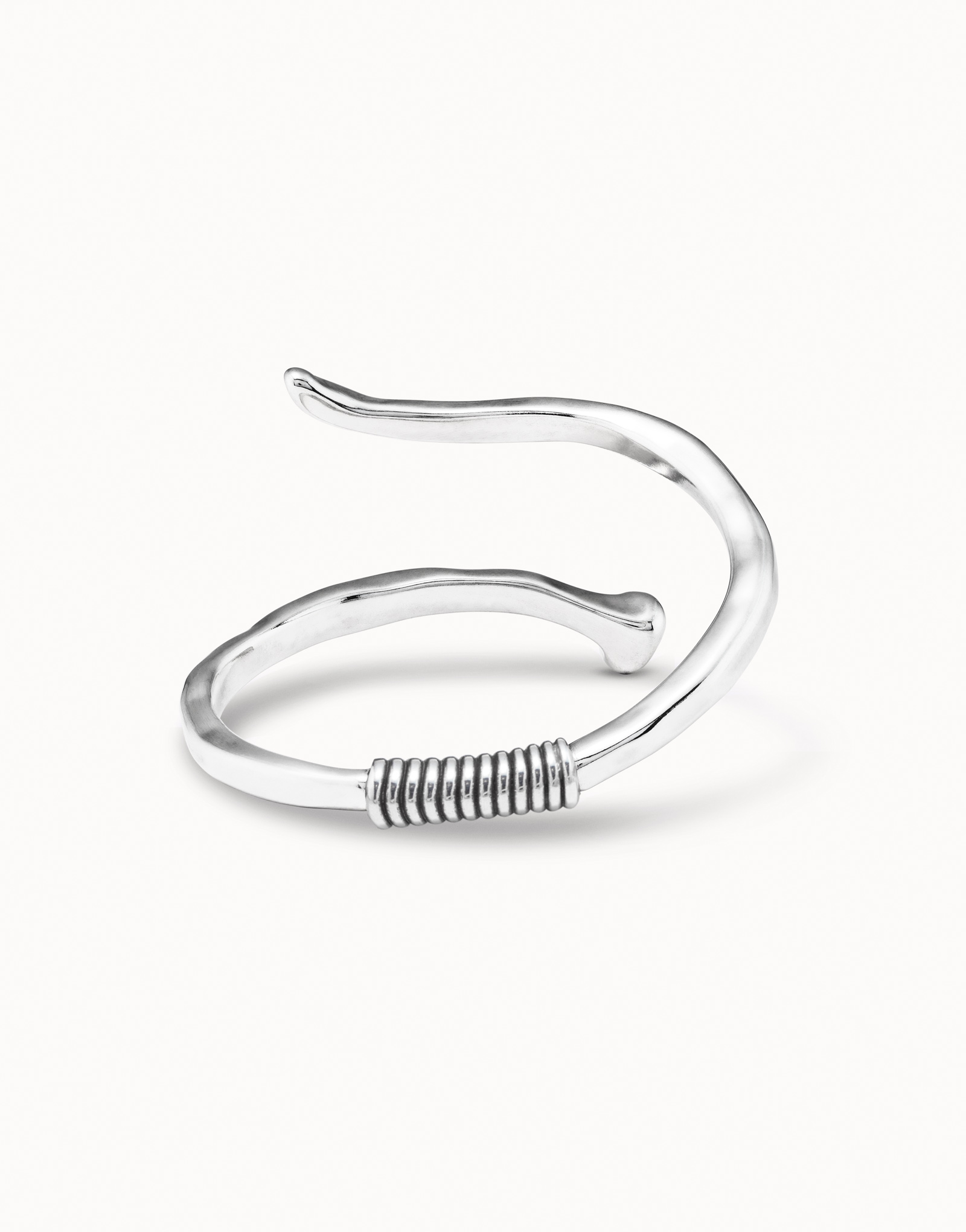 Rigid sterling silver-plated spiral-shaped nail bracelet., Silver, large image number null