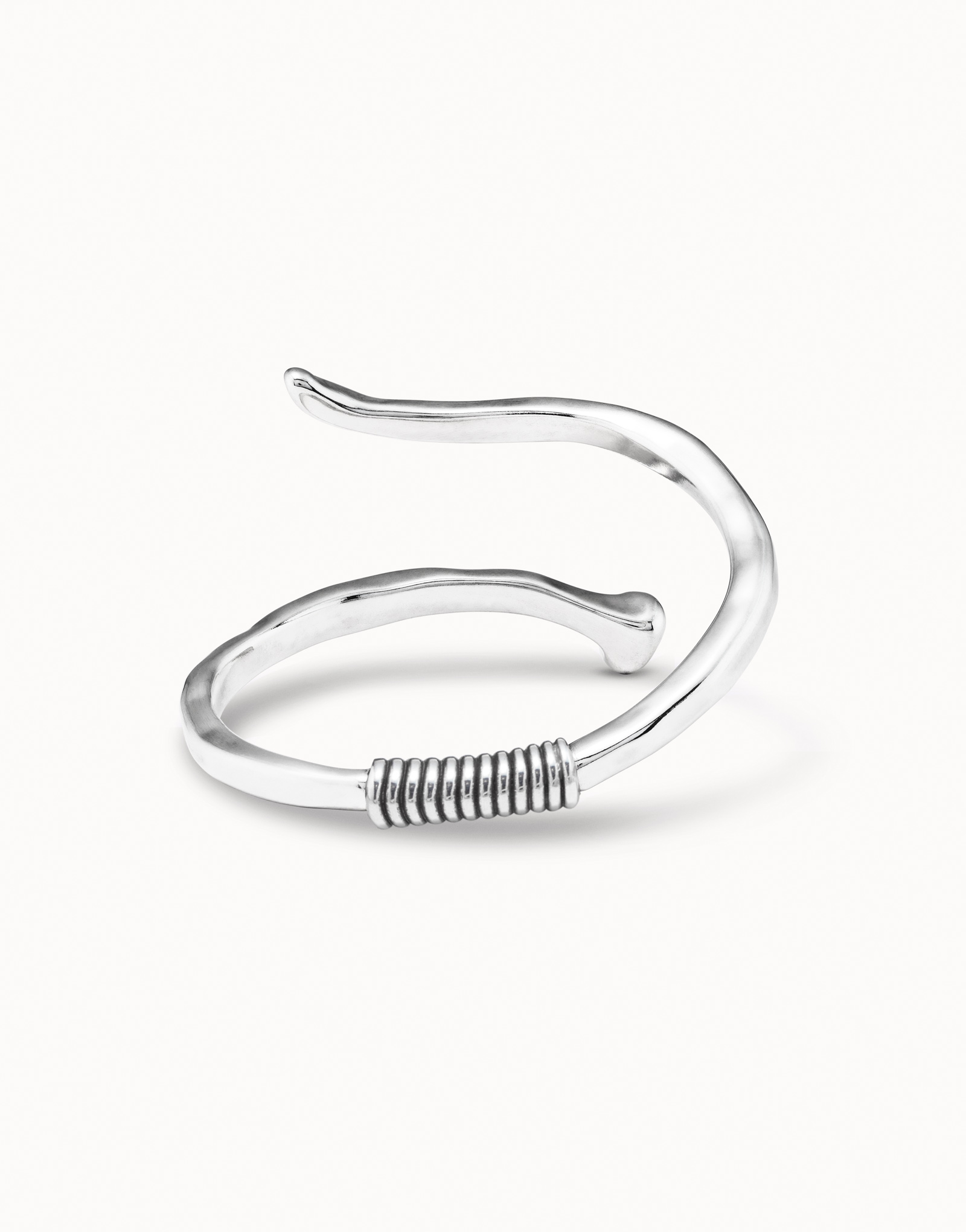 Bracciale rigido placcato argento Sterling a forma di chiodo modellato a spirale, Argent, large image number null