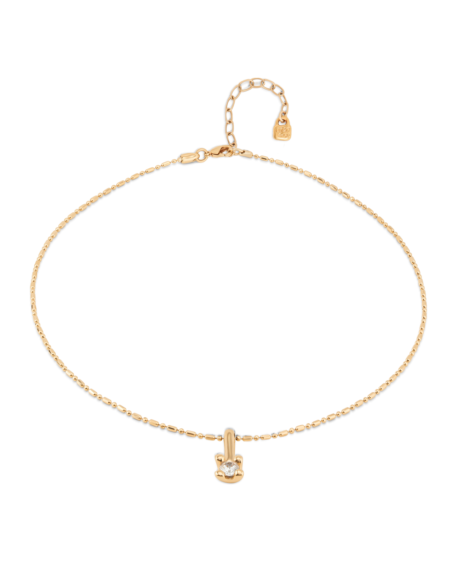 18K gold-plated necklace with white central cubic zirconia, Golden, large image number null