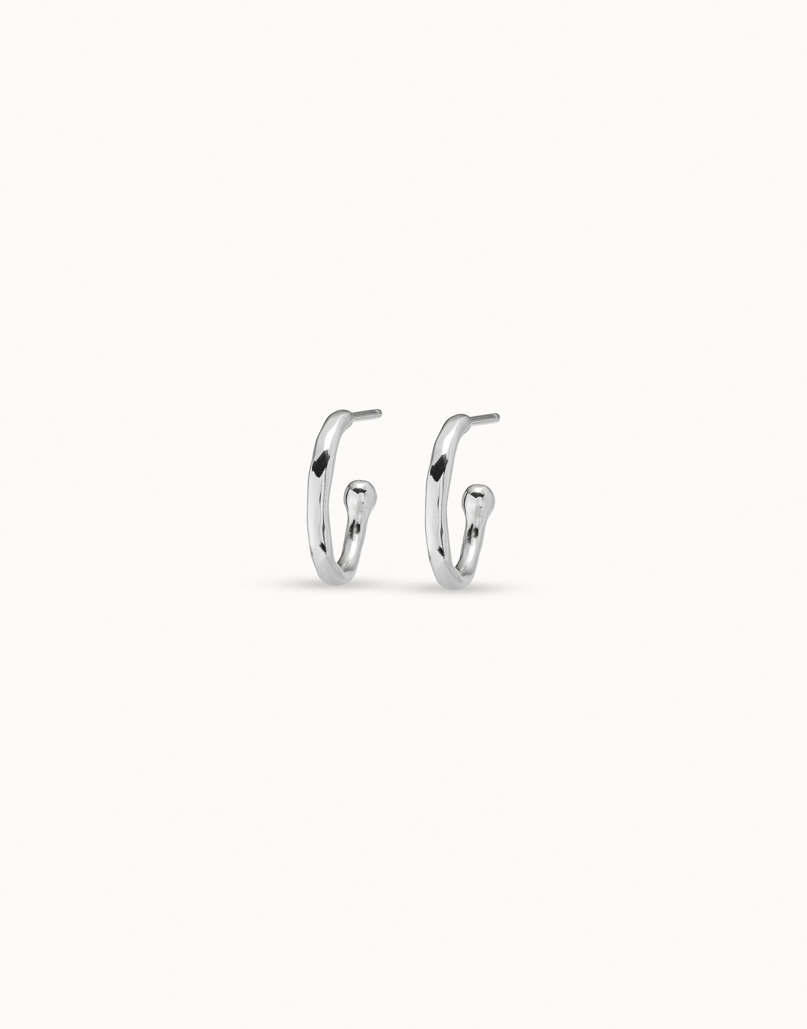 Sterling silver-plated hoop shaped earrings, Silver, large image number null