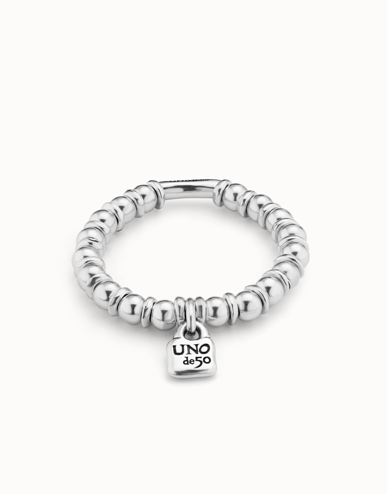 Sterling silver-plated elastic bracelet, Silver, large image number null