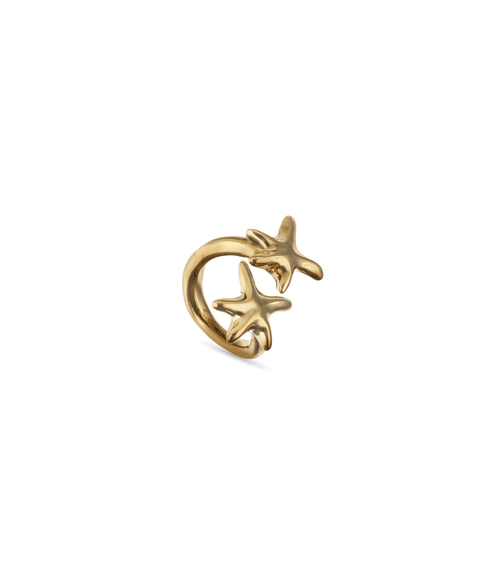 Anillo ba&ntilde;ado en oro con estrellas de mar entrelazadas