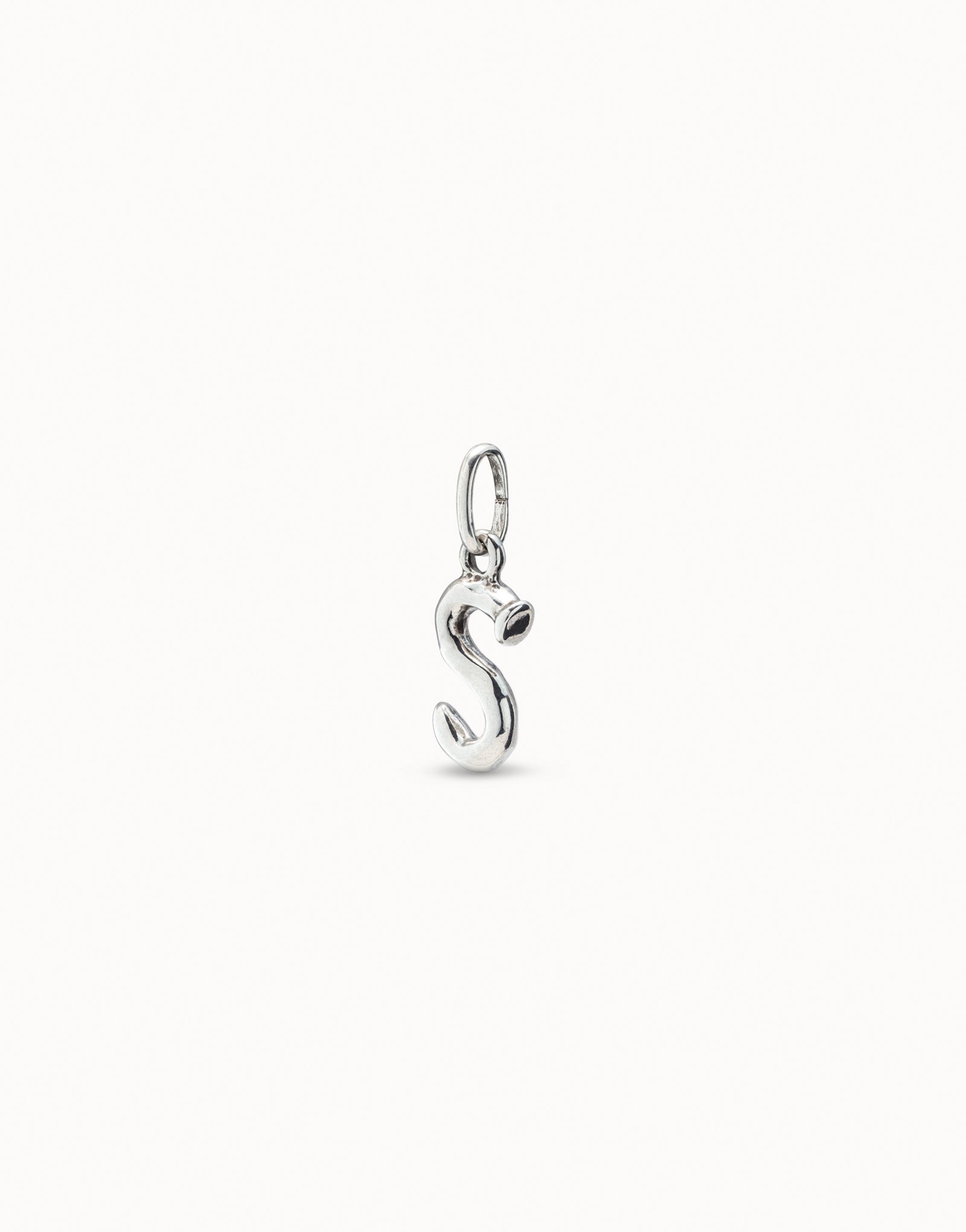 Sterling silver-plated letter S charm, Silver, large image number null