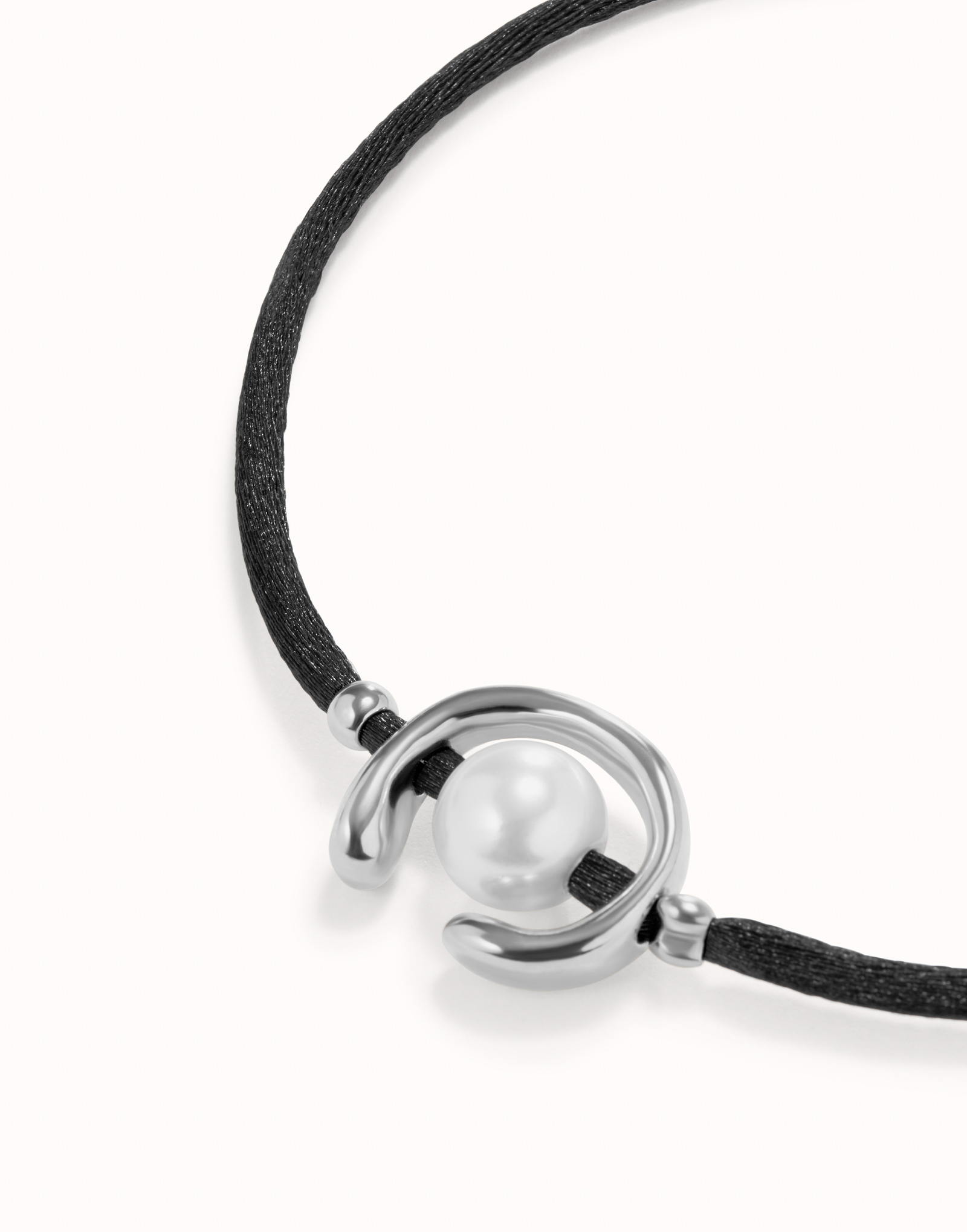 THREAD BRACELET METAL BEADS SILVER BLACK LARGE