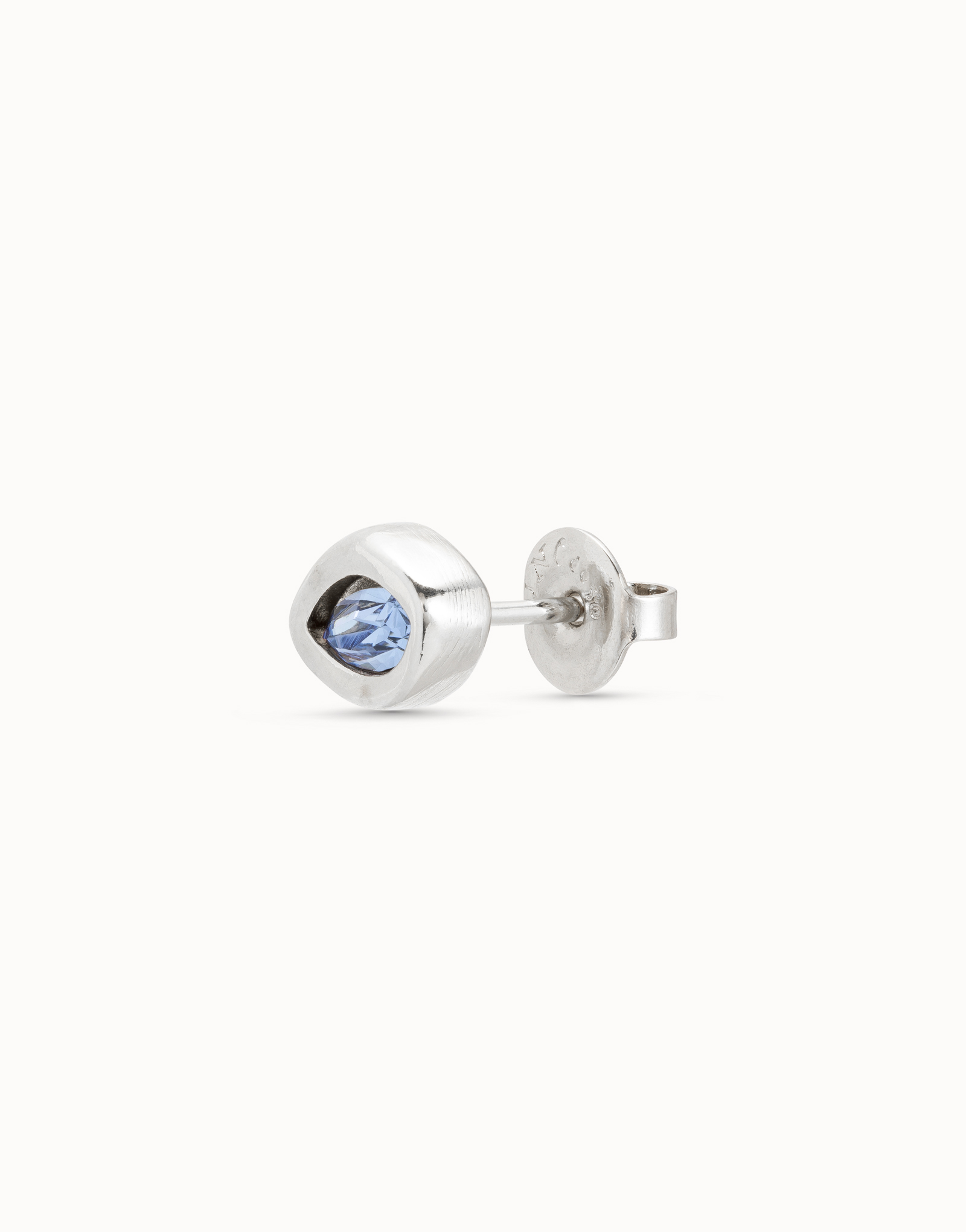 Sterling silver-plated piercing with blue crystal, Silver, large image number null