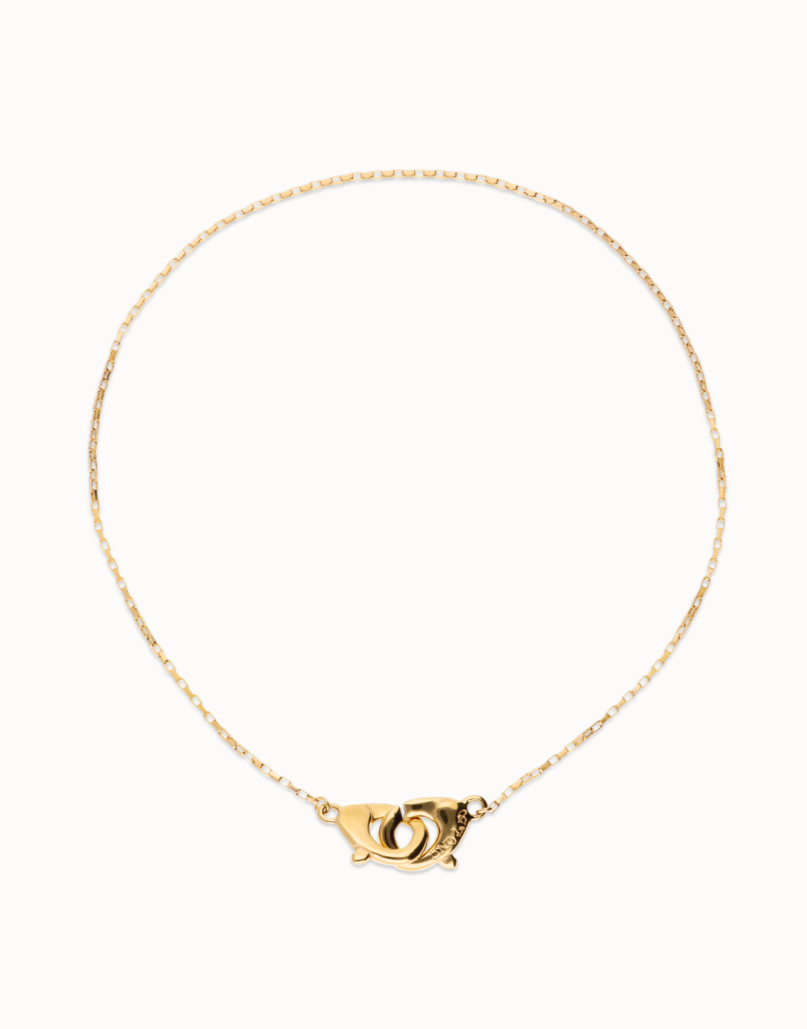 Necklace with interlaced carabiner detail, Golden, large thumbnail