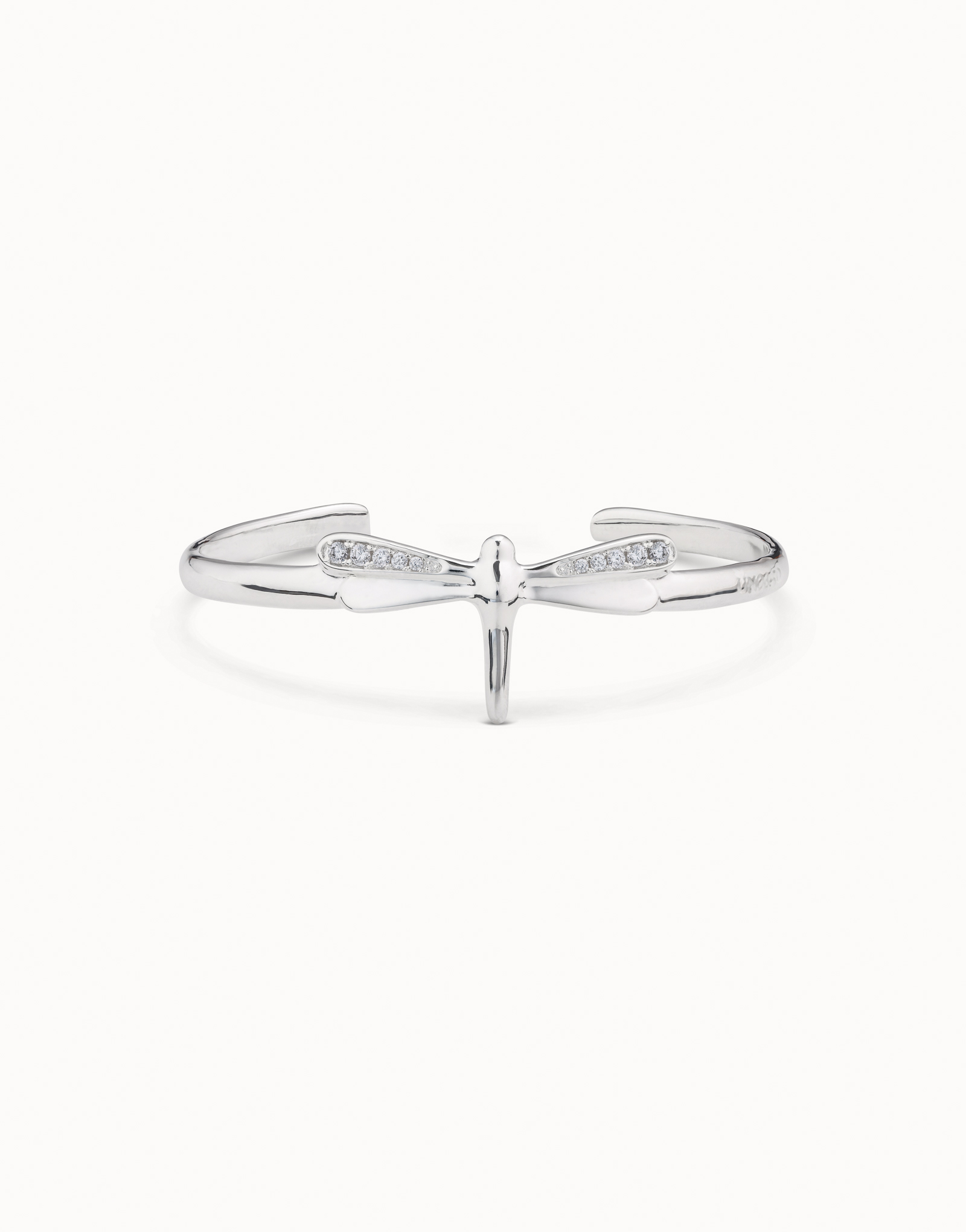 Sterling silver-plated dragonfly shaped bracelet with topaz, Silver, large image number null