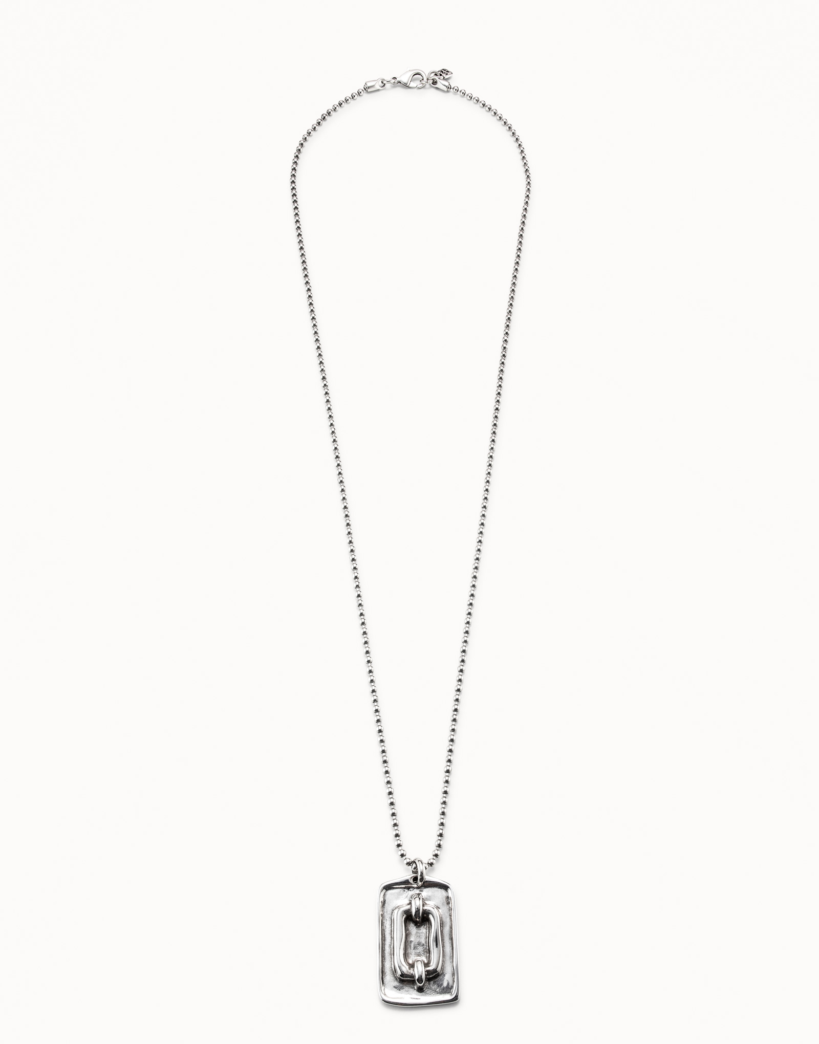 Collana lunga placcata argento Sterling, cordone a sfere e perlina con rilievo doppio gancio, Argent, large image number null