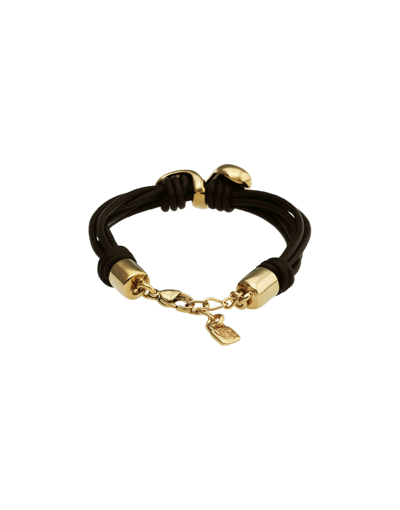 Leather bracelet with two drops
