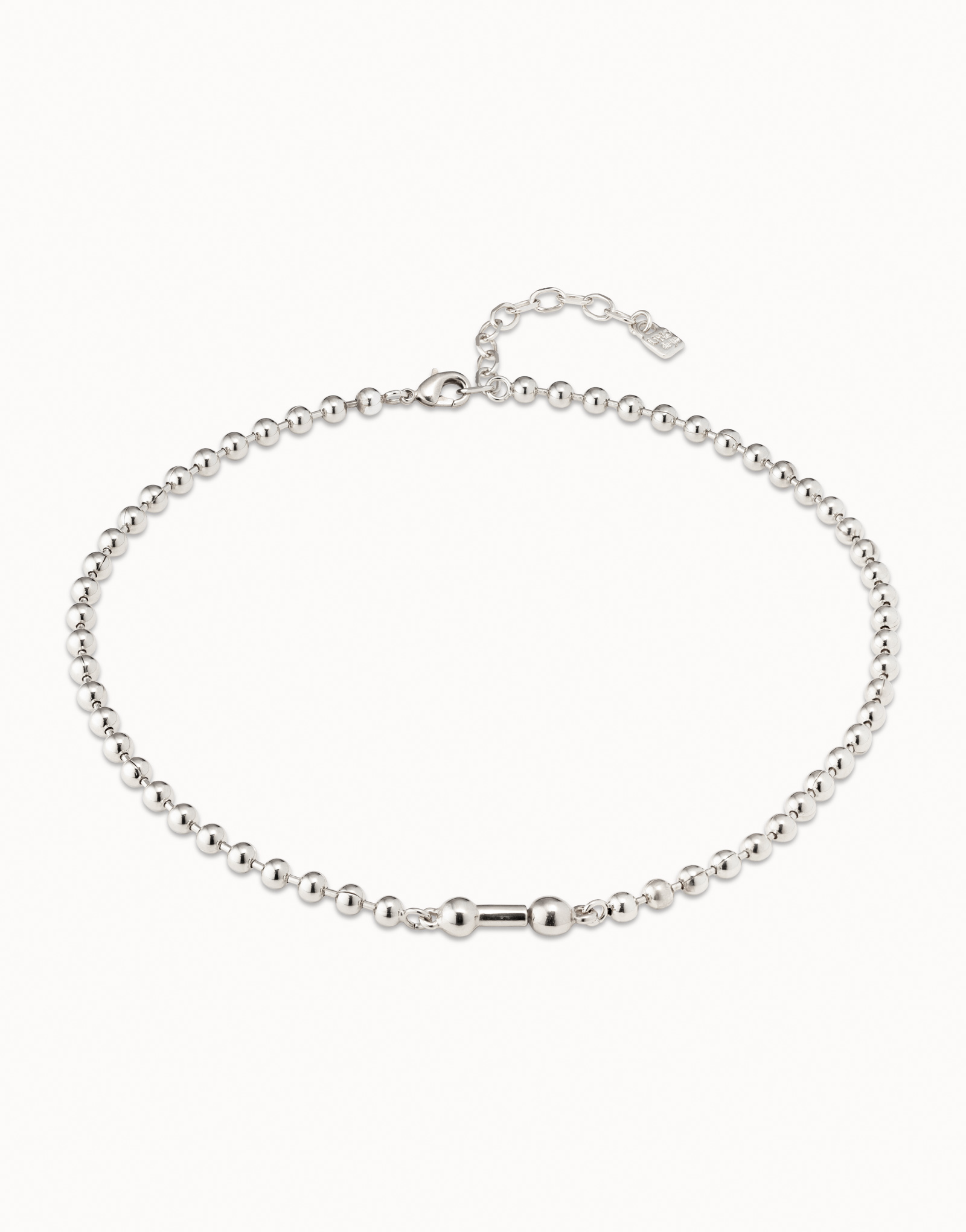 Sterling silver-plated short necklace, Silver, large image number null